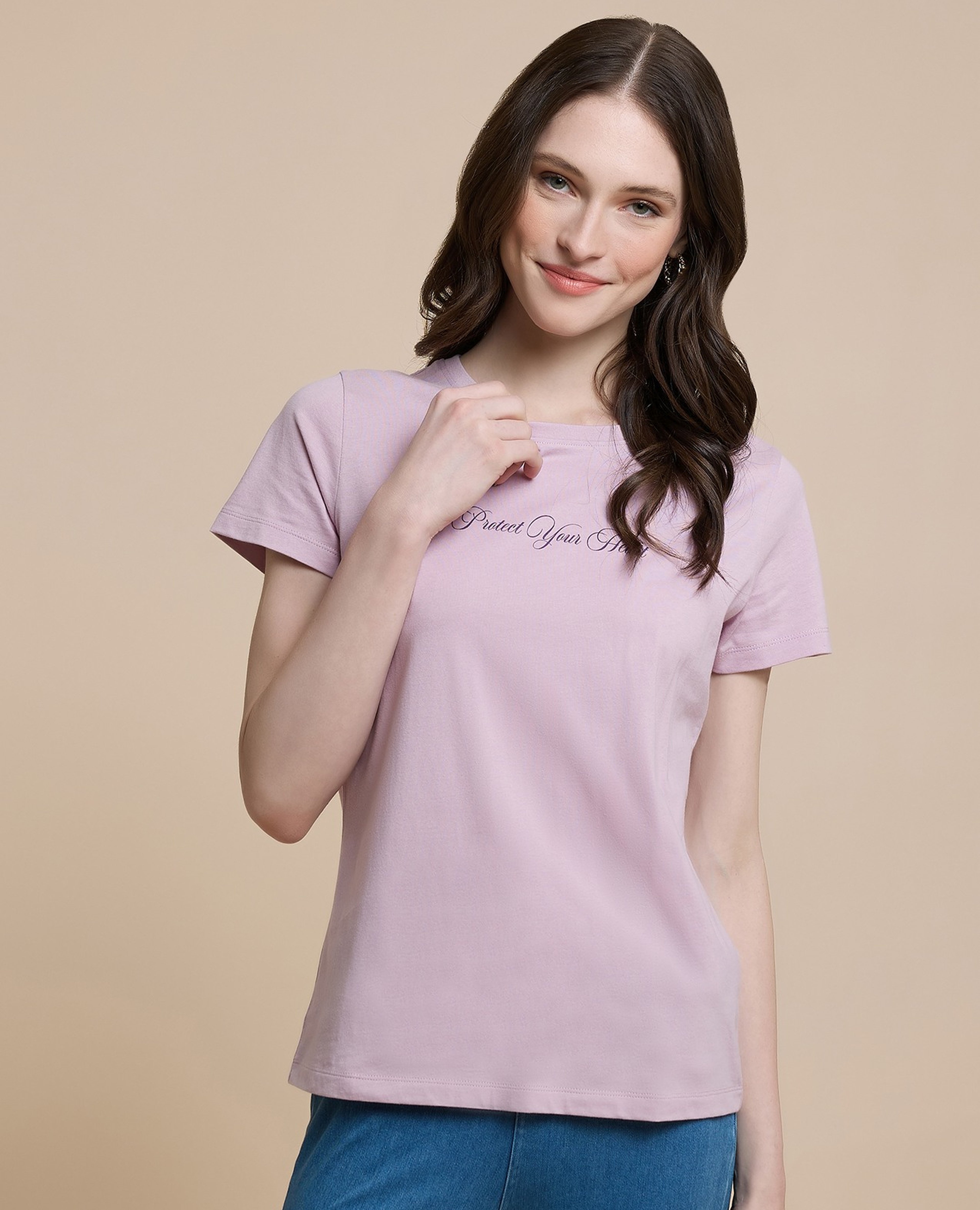 Printed T-Shirt with Crew Neck and Short Sleeves