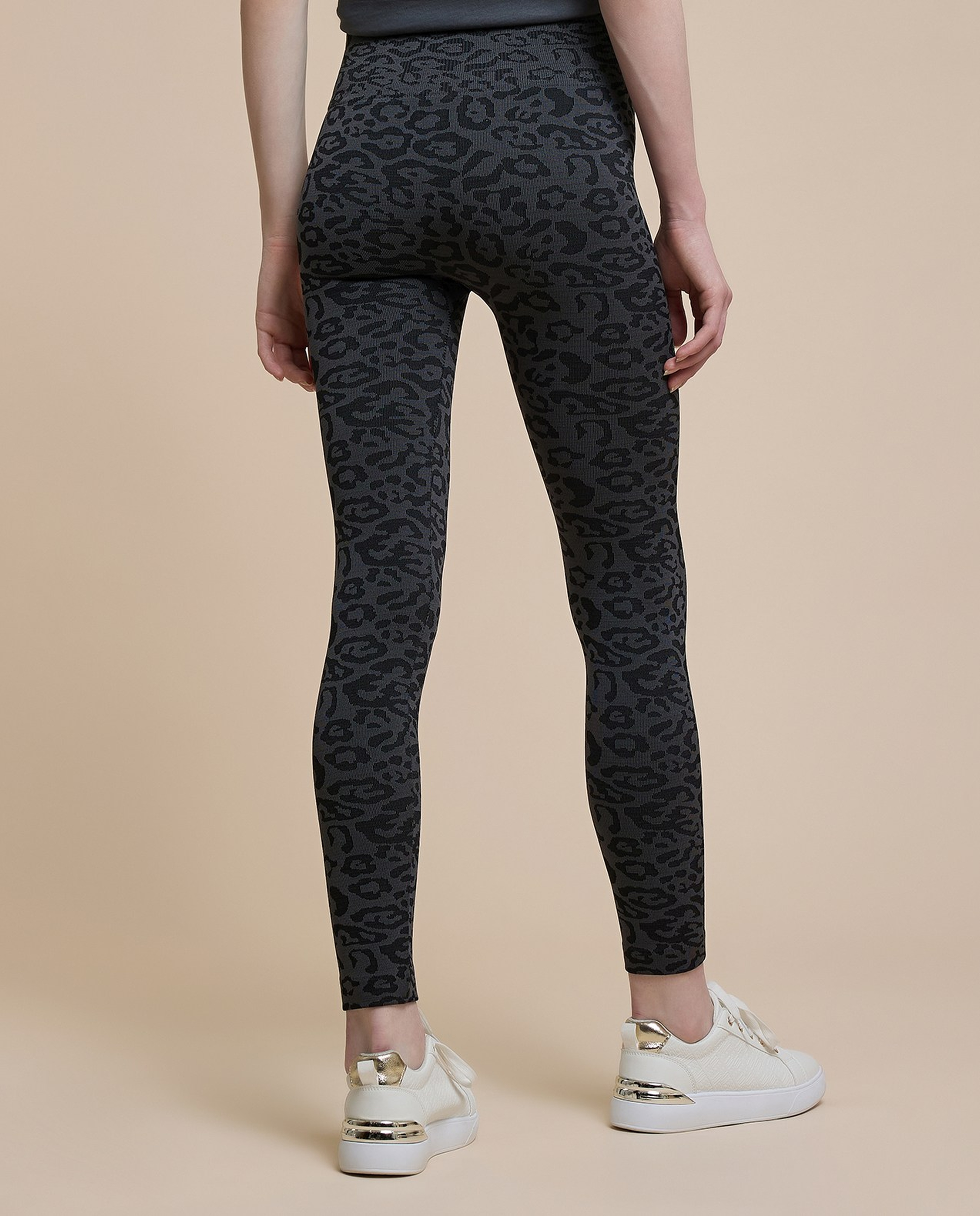Animal Patterned Leggings with Elastic Waist