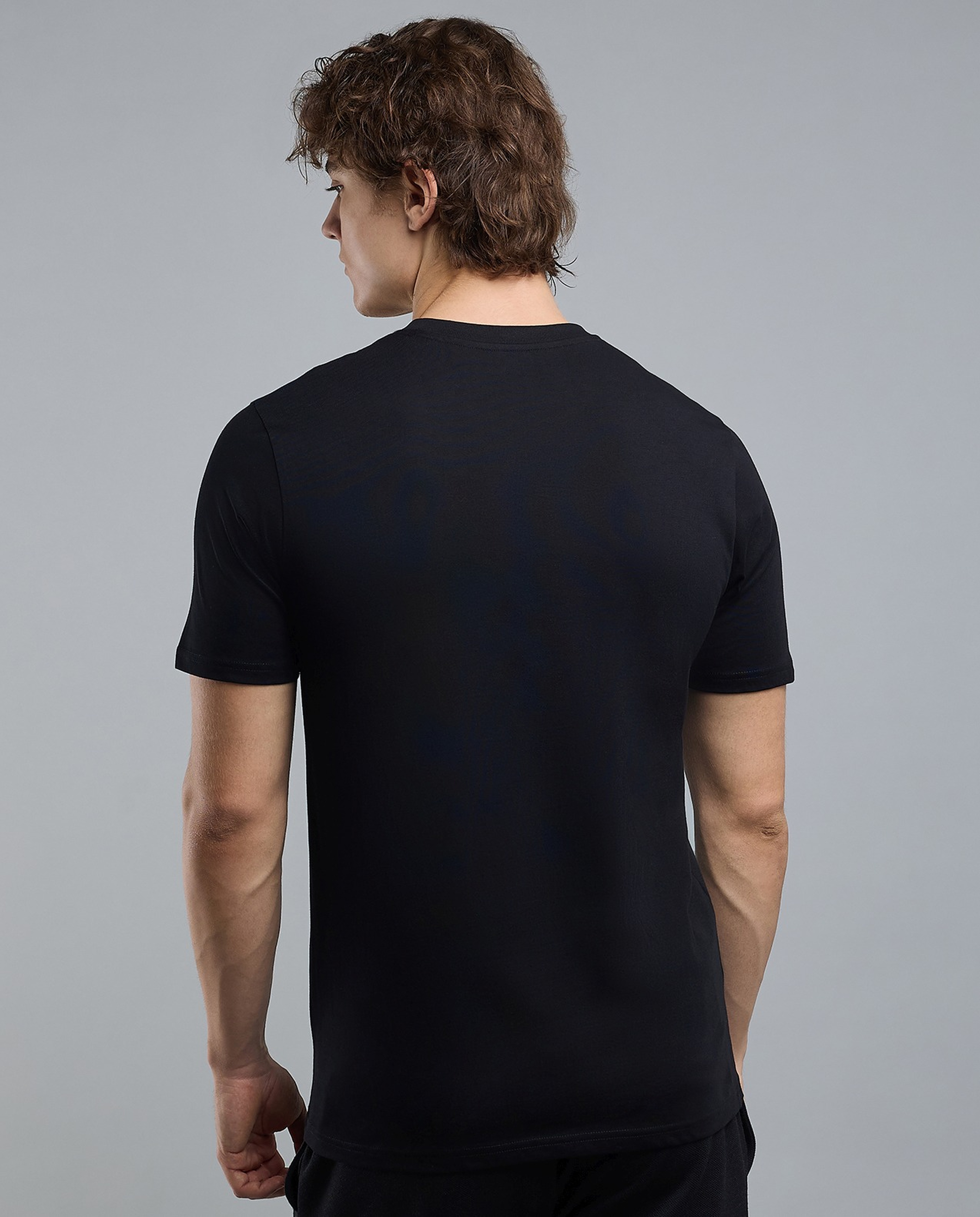 Typography Print T-Shirt with Crew Neck and Short Sleeves