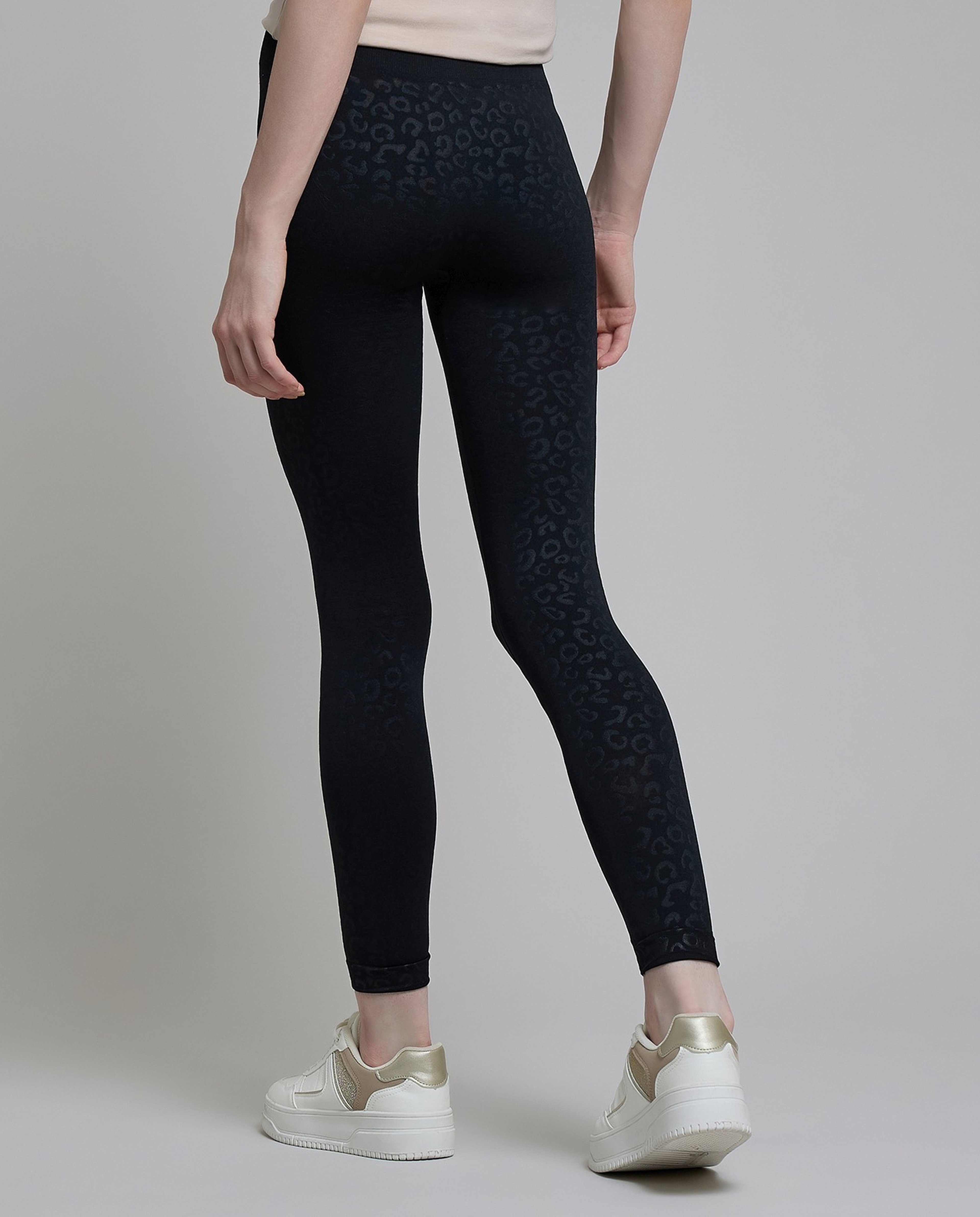 Animal Patterned Leggings with Elastic Waist