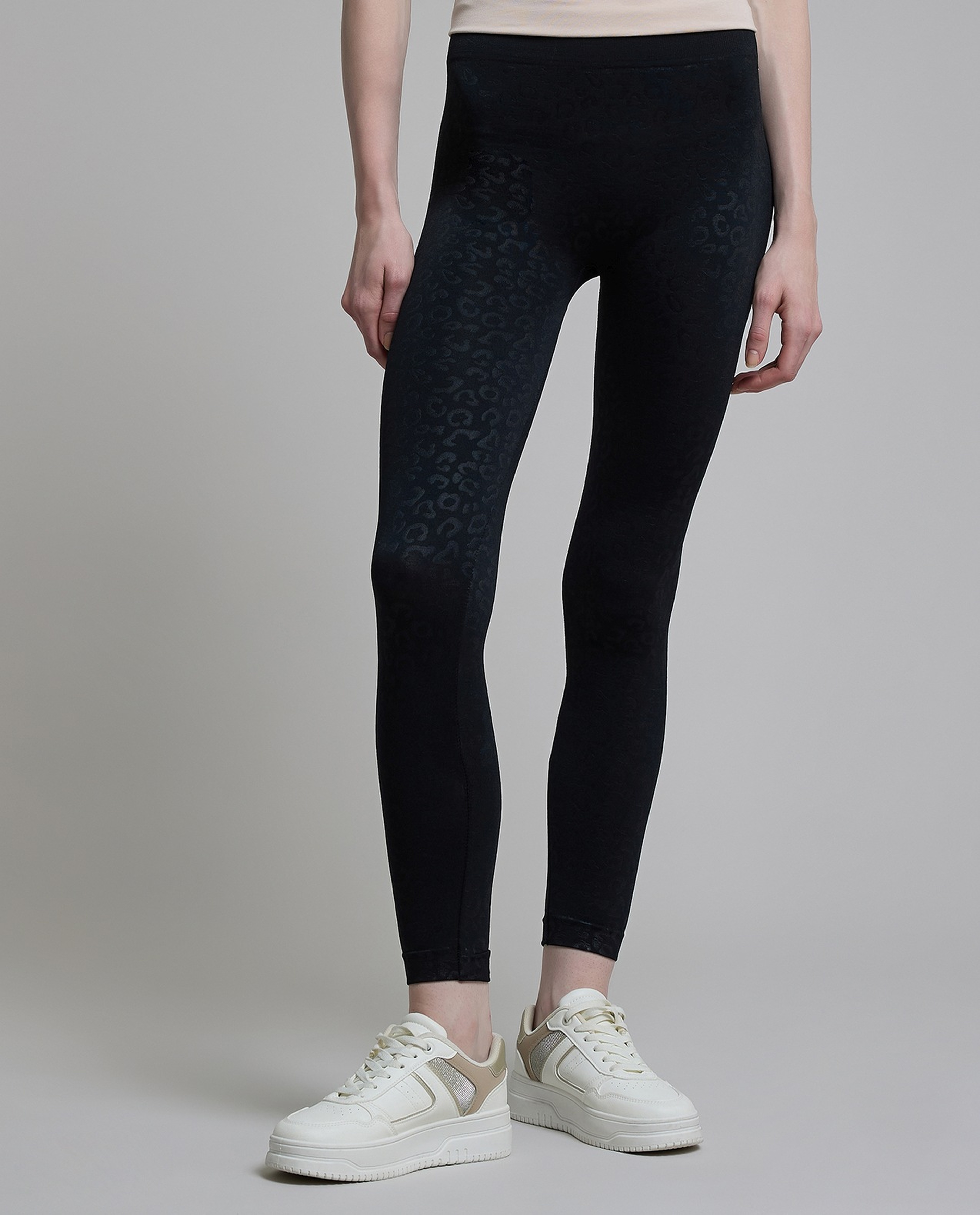 Animal Patterned Leggings with Elastic Waist