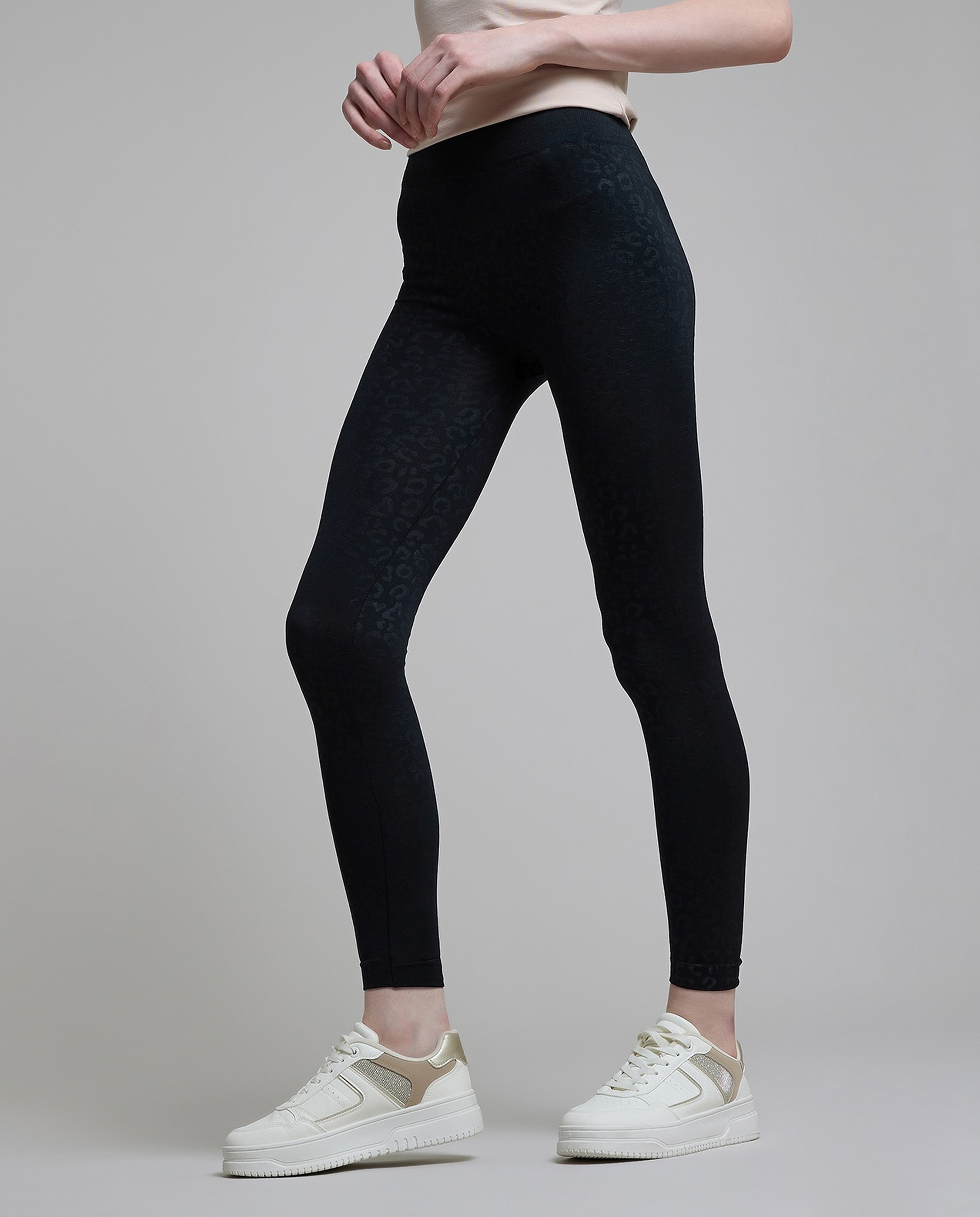 Animal Patterned Leggings with Elastic Waist