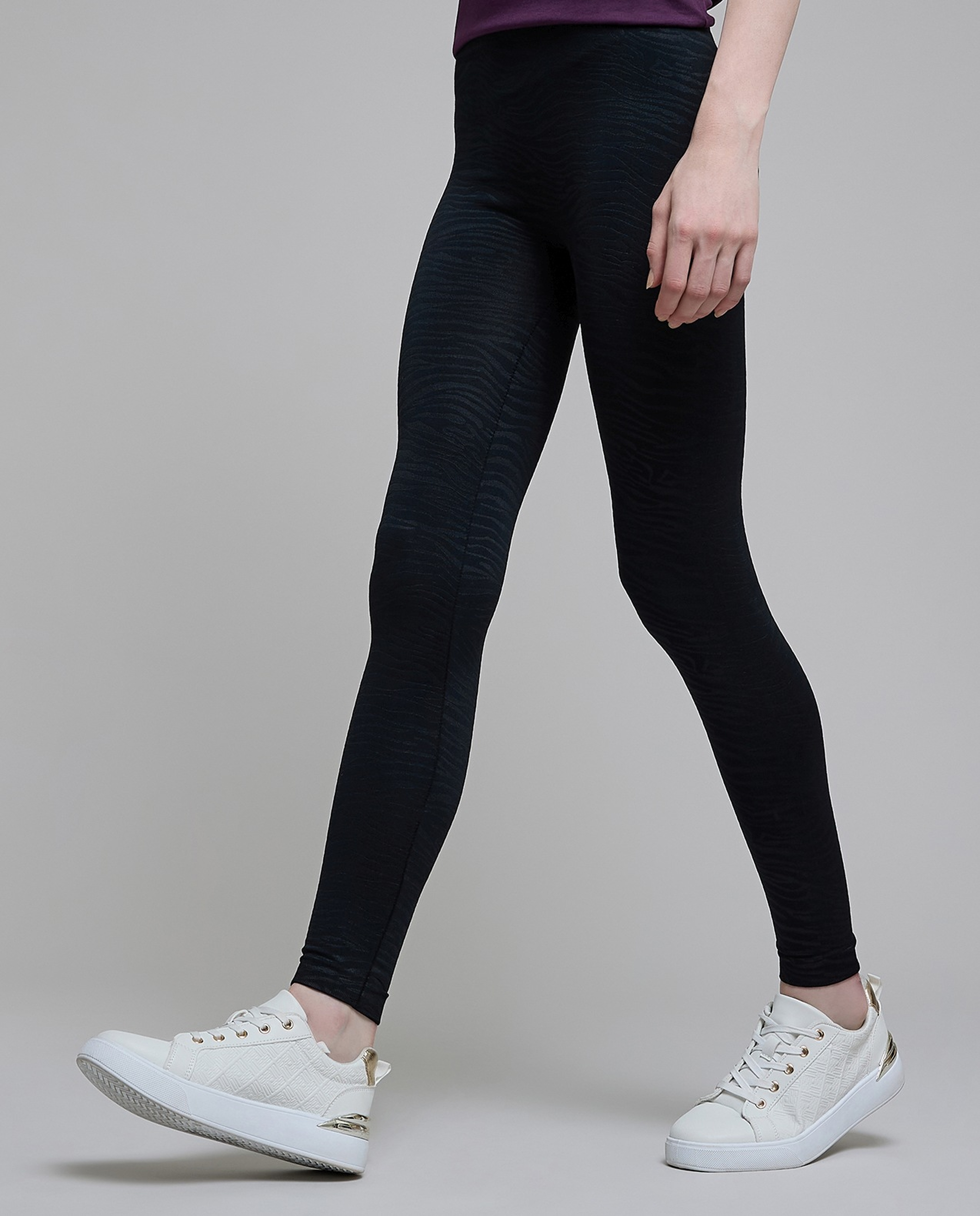 Animal Patterned Leggings with Elastic Waist