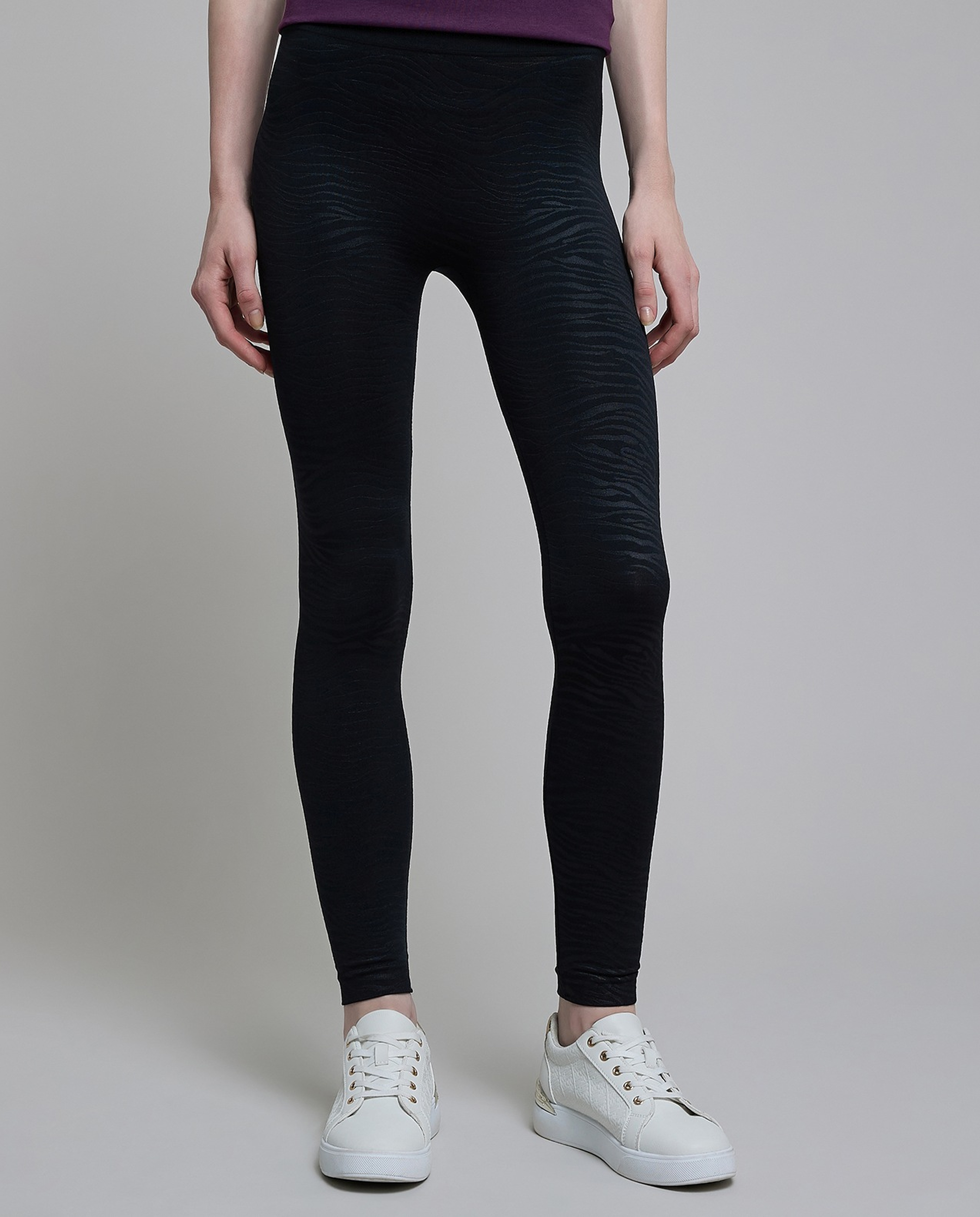 Animal Patterned Leggings with Elastic Waist