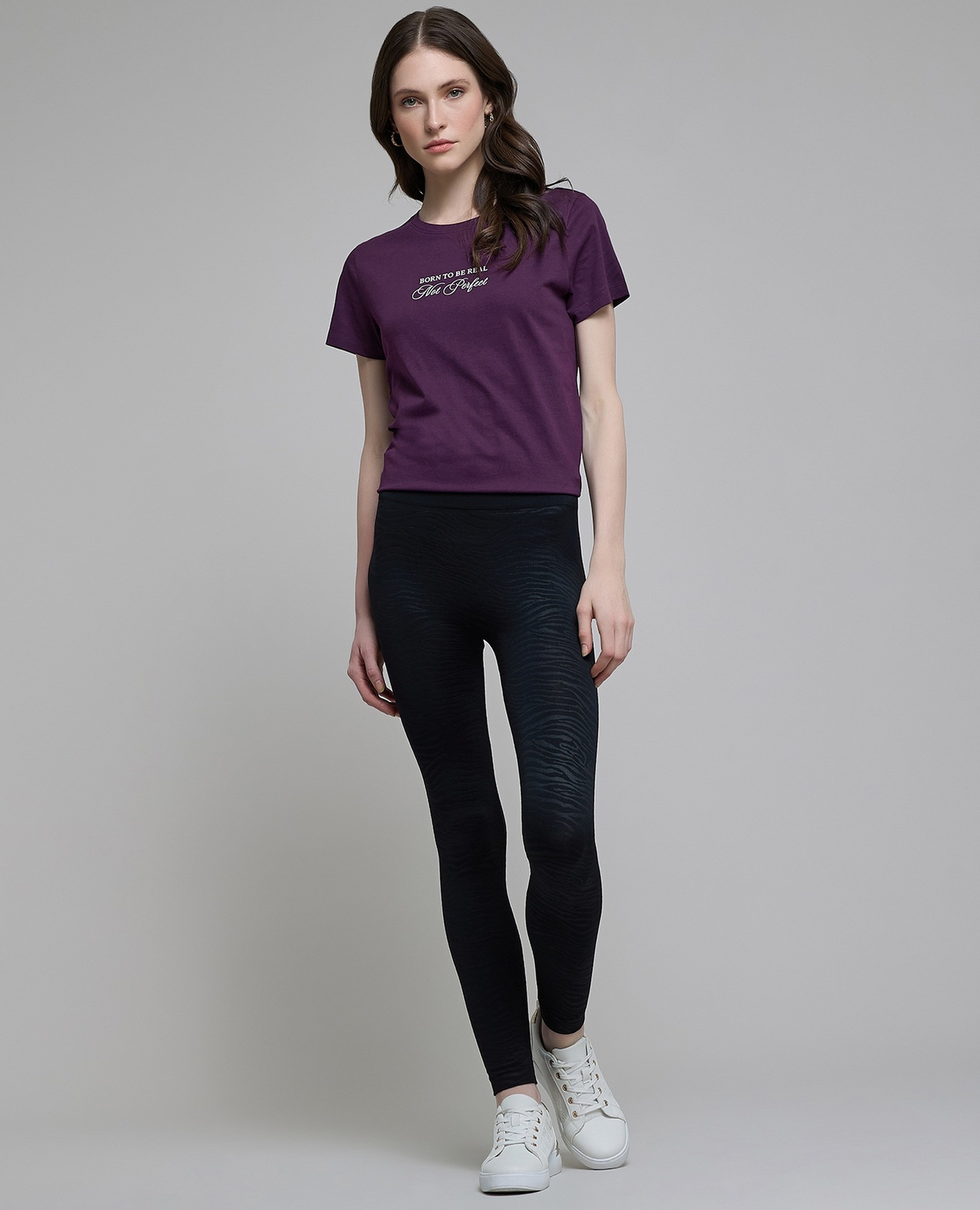 Animal Patterned Leggings with Elastic Waist