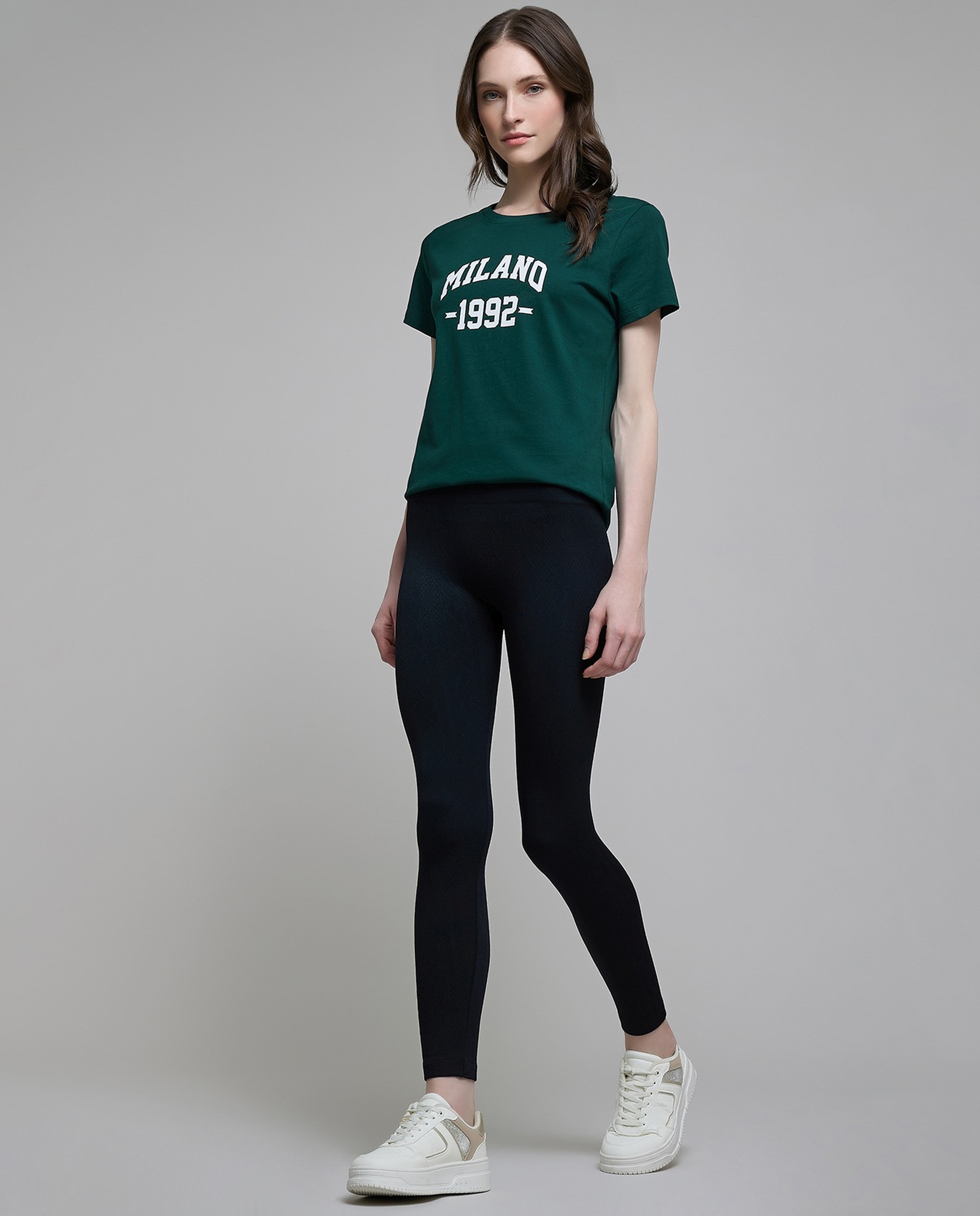 Solid Leggings with Elastic Waist