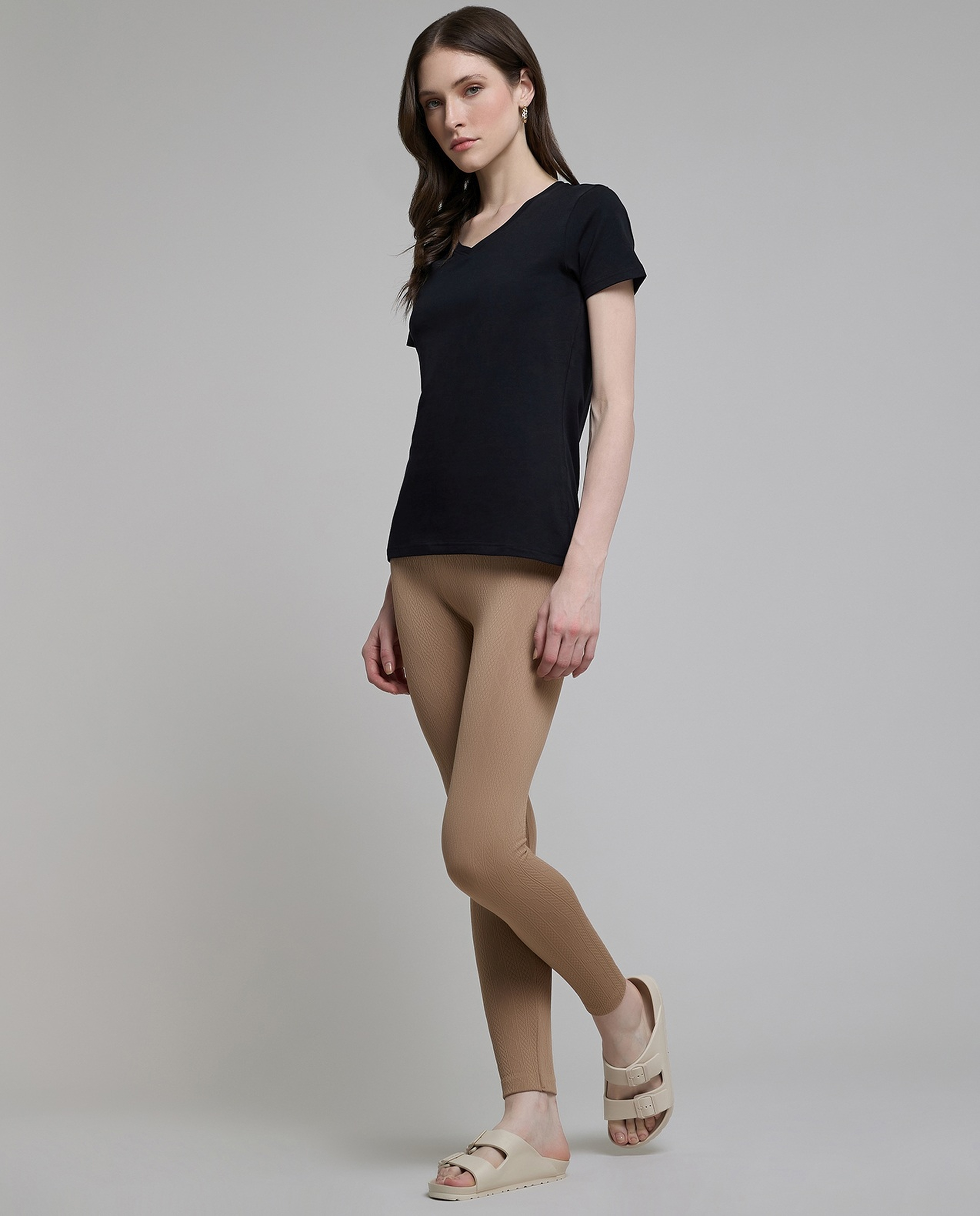 Solid Leggings with Elastic Waist