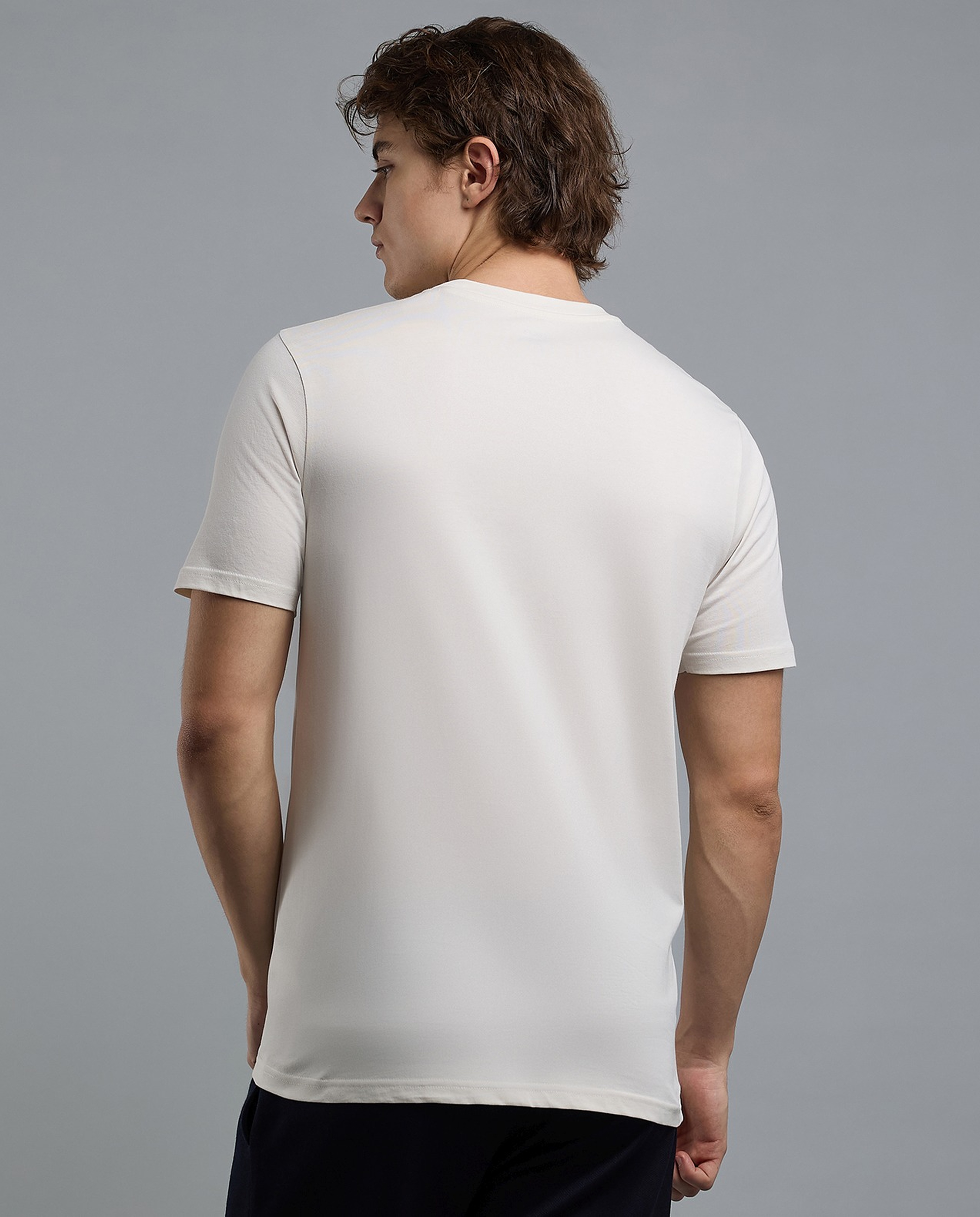 Typography Print T-Shirt with Crew Neck and Short Sleeves