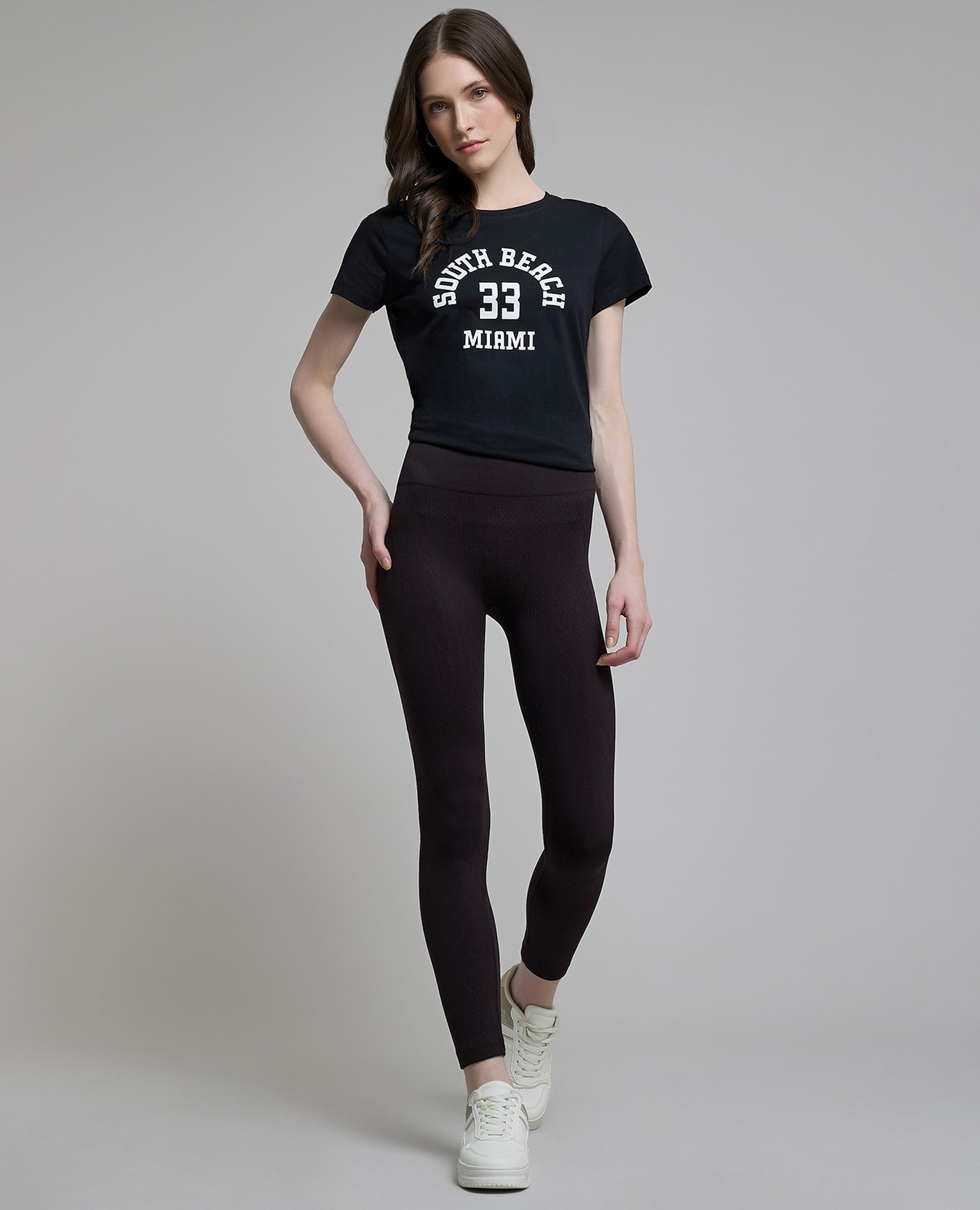 Solid Leggings with Elastic Waist