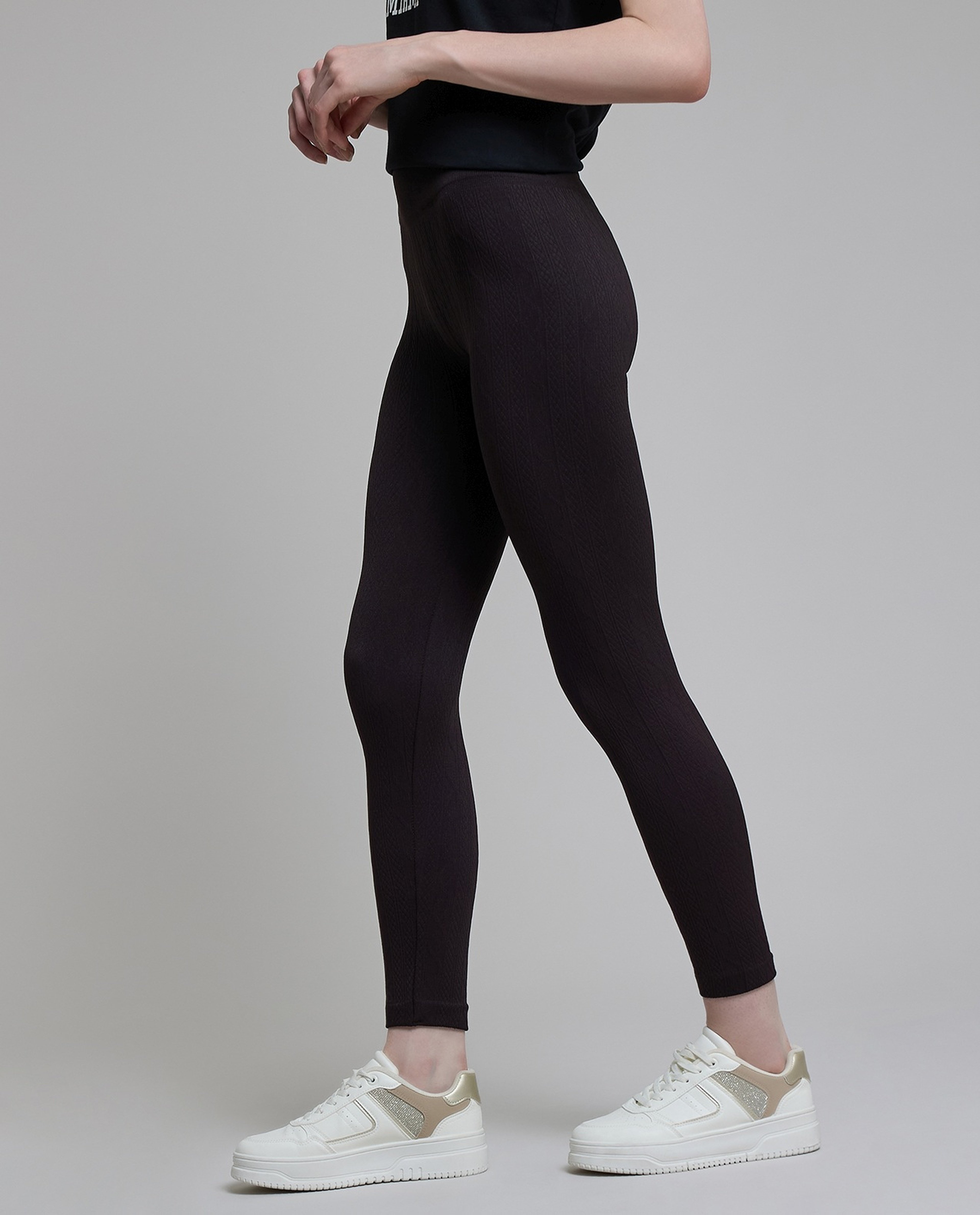 Solid Leggings with Elastic Waist