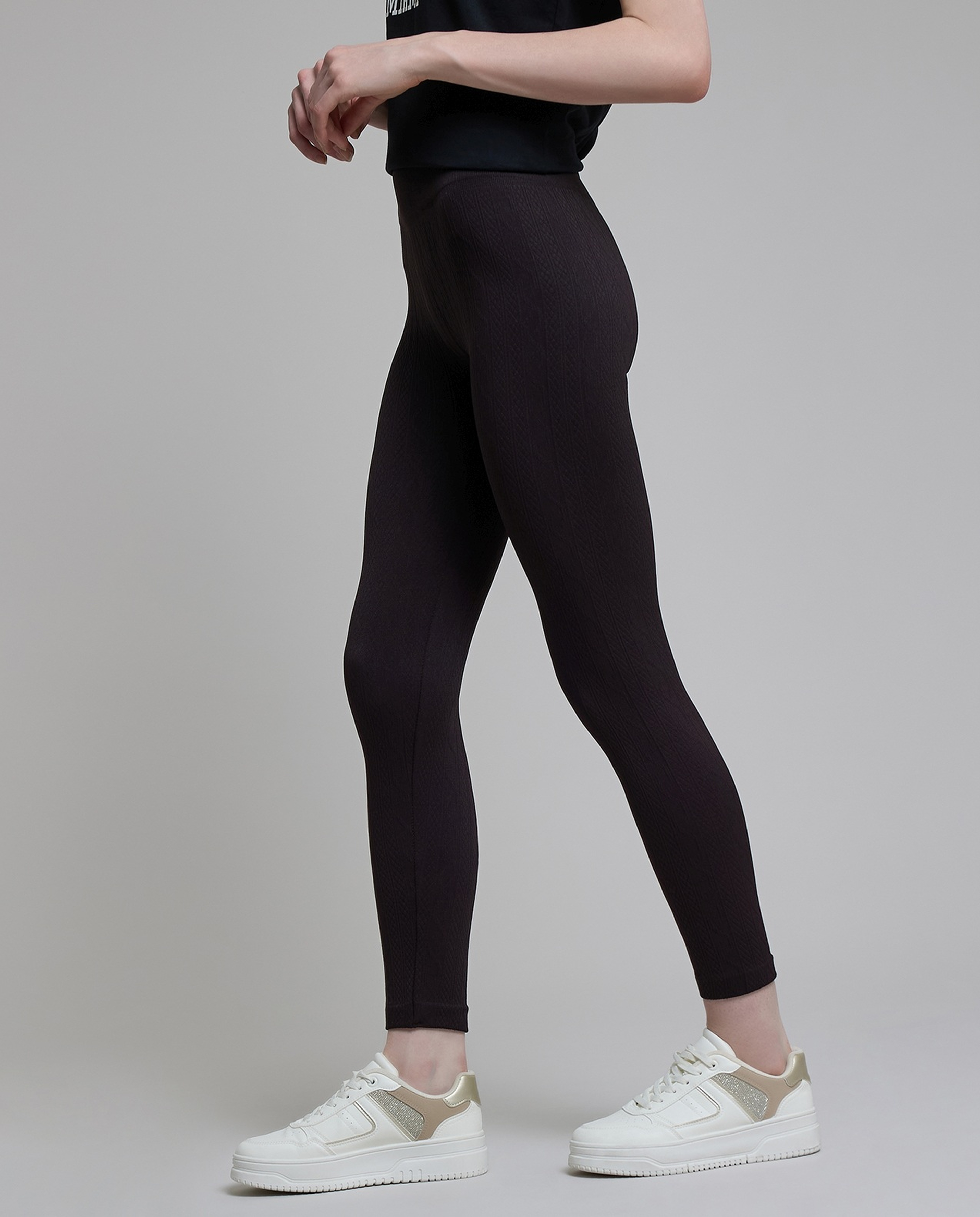 Solid Leggings with Elastic Waist