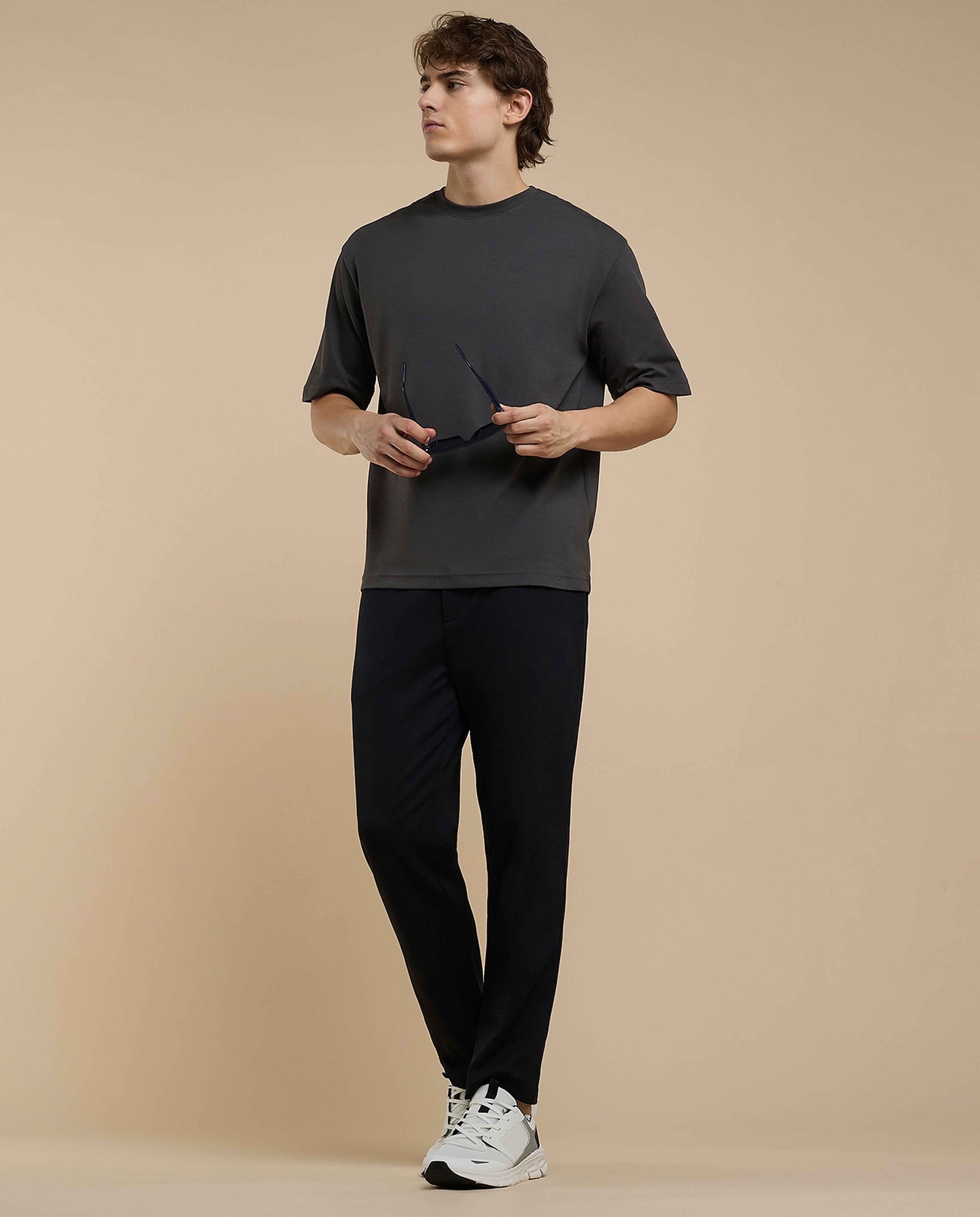 Solid T-Shirt with Crew Neck and Short Sleeves