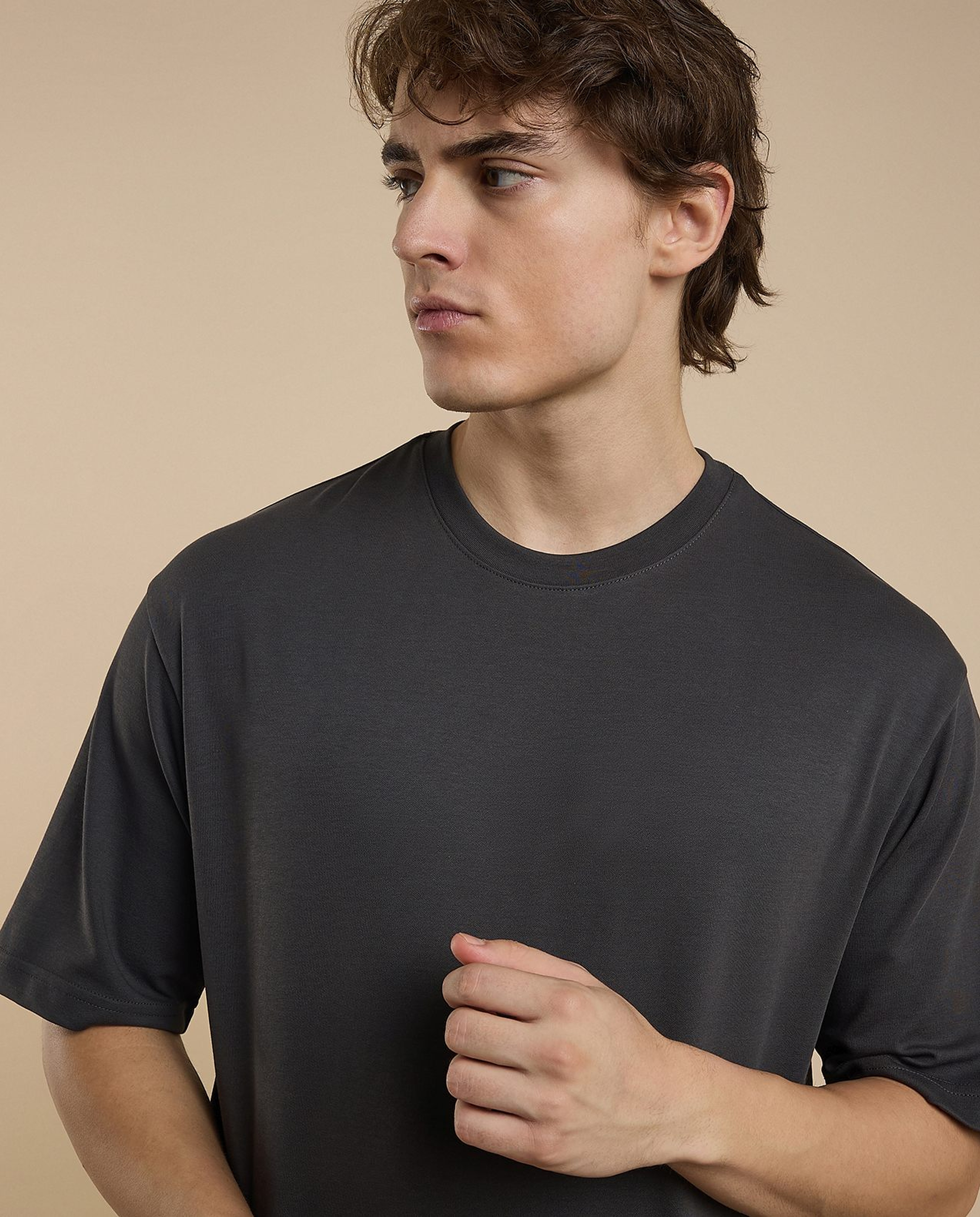 Solid T-Shirt with Crew Neck and Short Sleeves