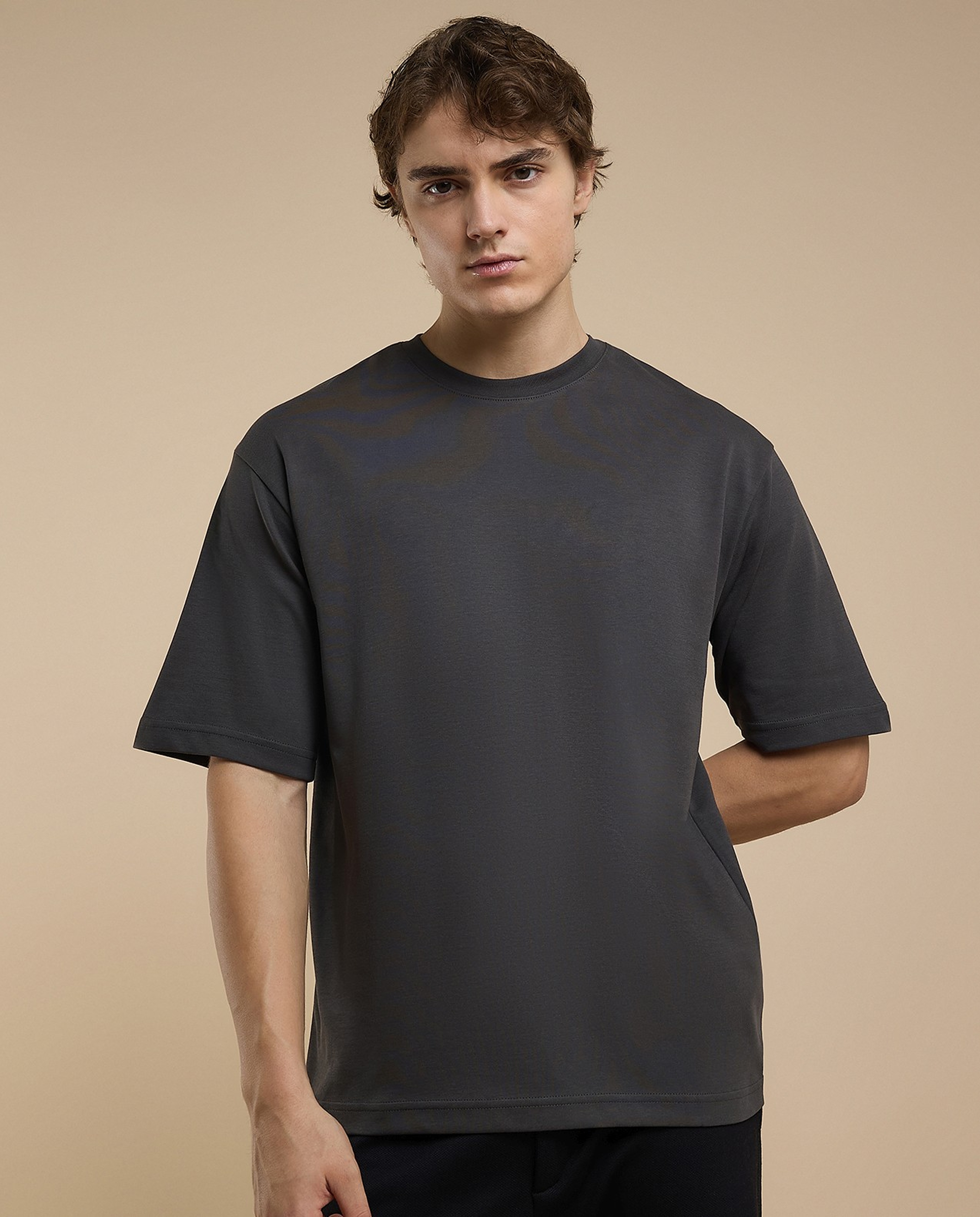 Solid T-Shirt with Crew Neck and Short Sleeves