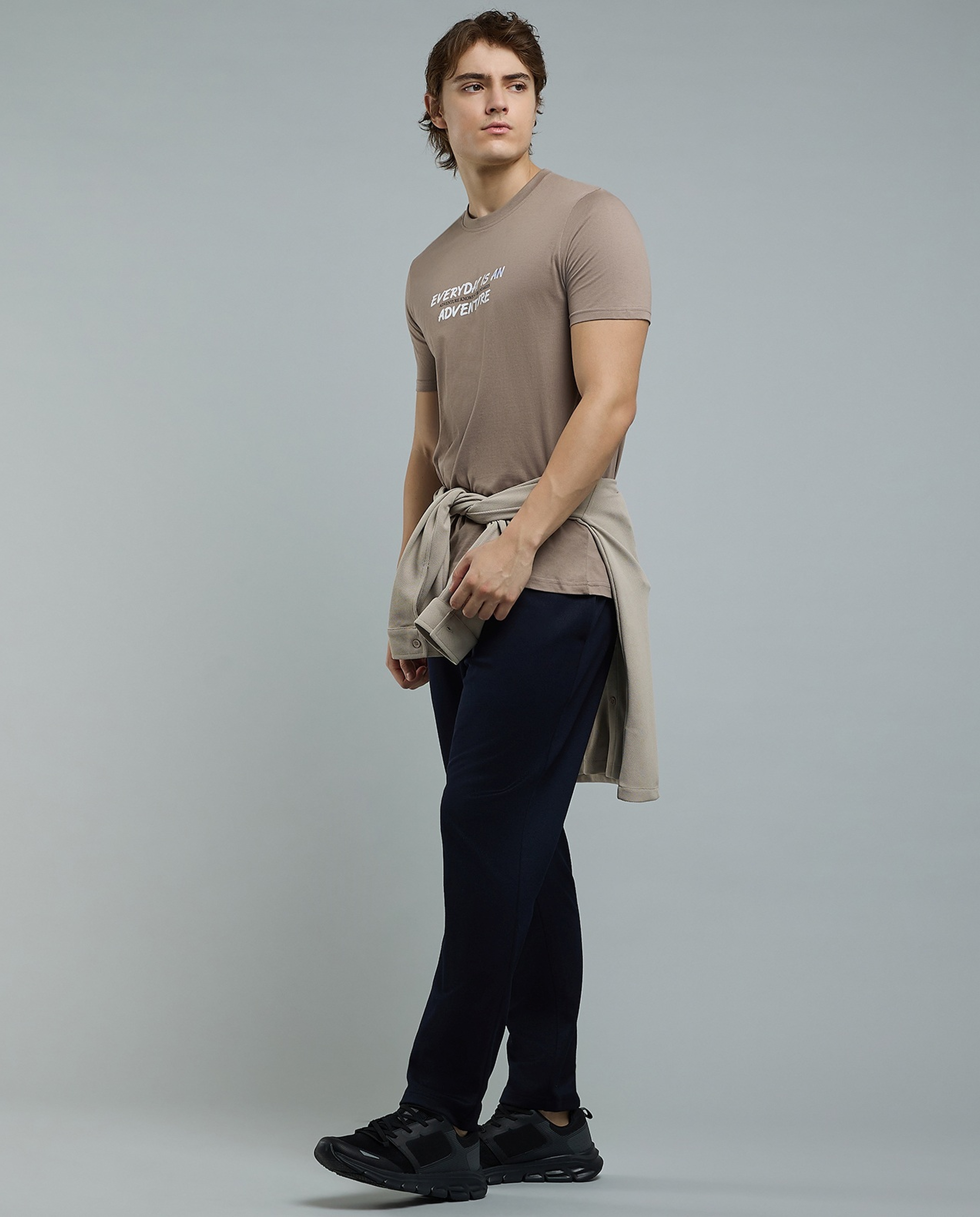 Typography Print T-Shirt with Crew Neck and Short Sleeves