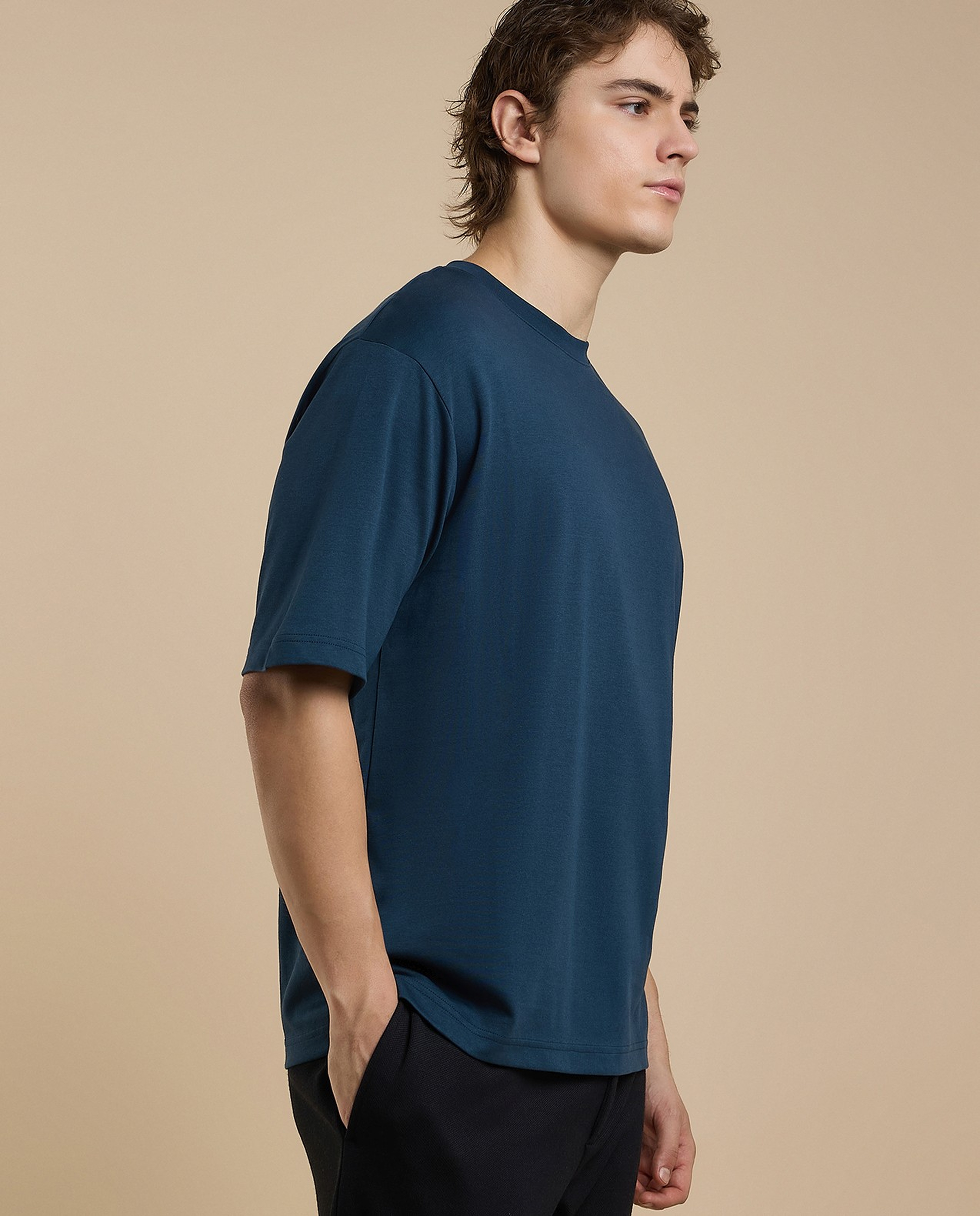 Solid T-Shirt with Crew Neck and Short Sleeves