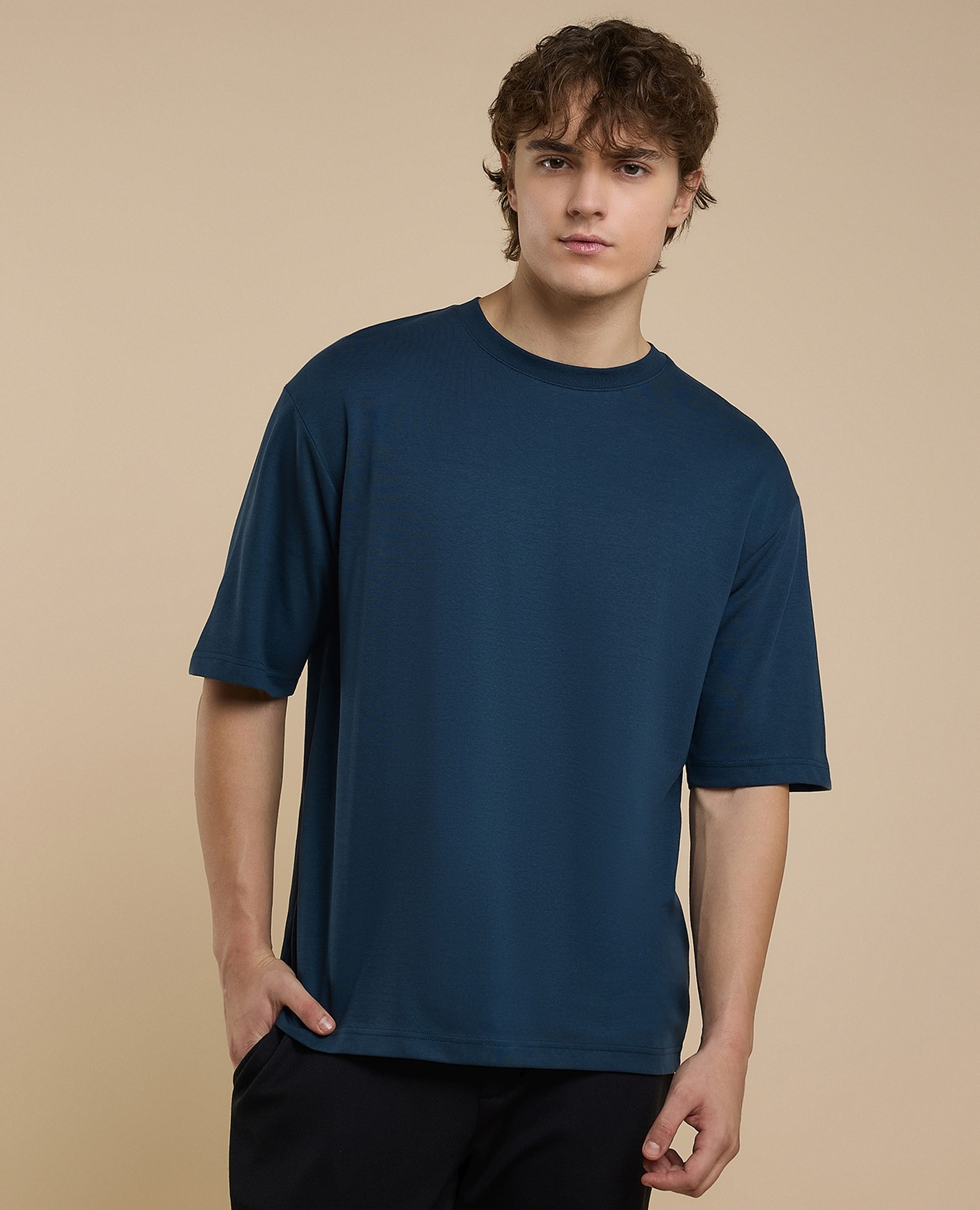 Solid T-Shirt with Crew Neck and Short Sleeves