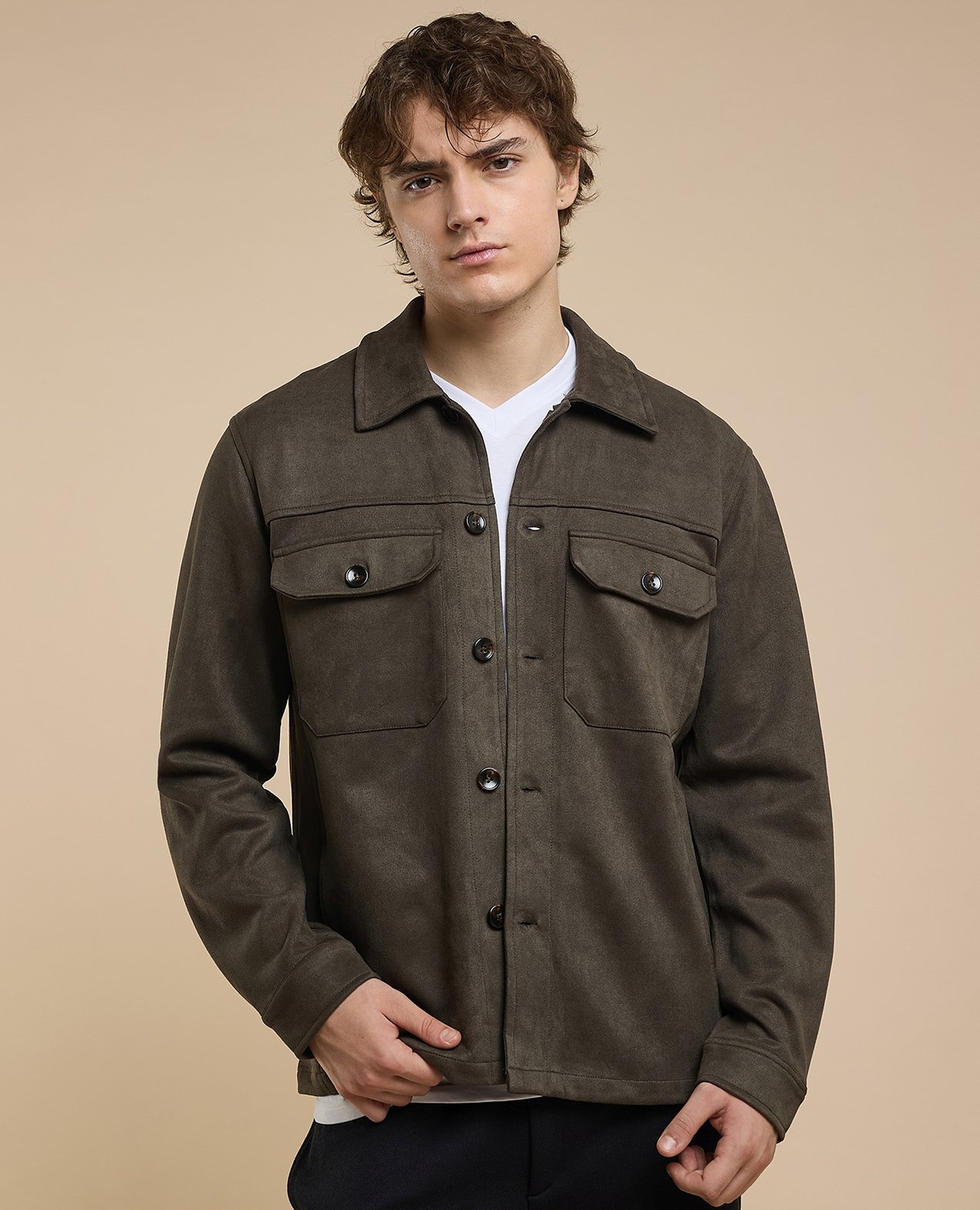 Solid Jacket with Button Closure