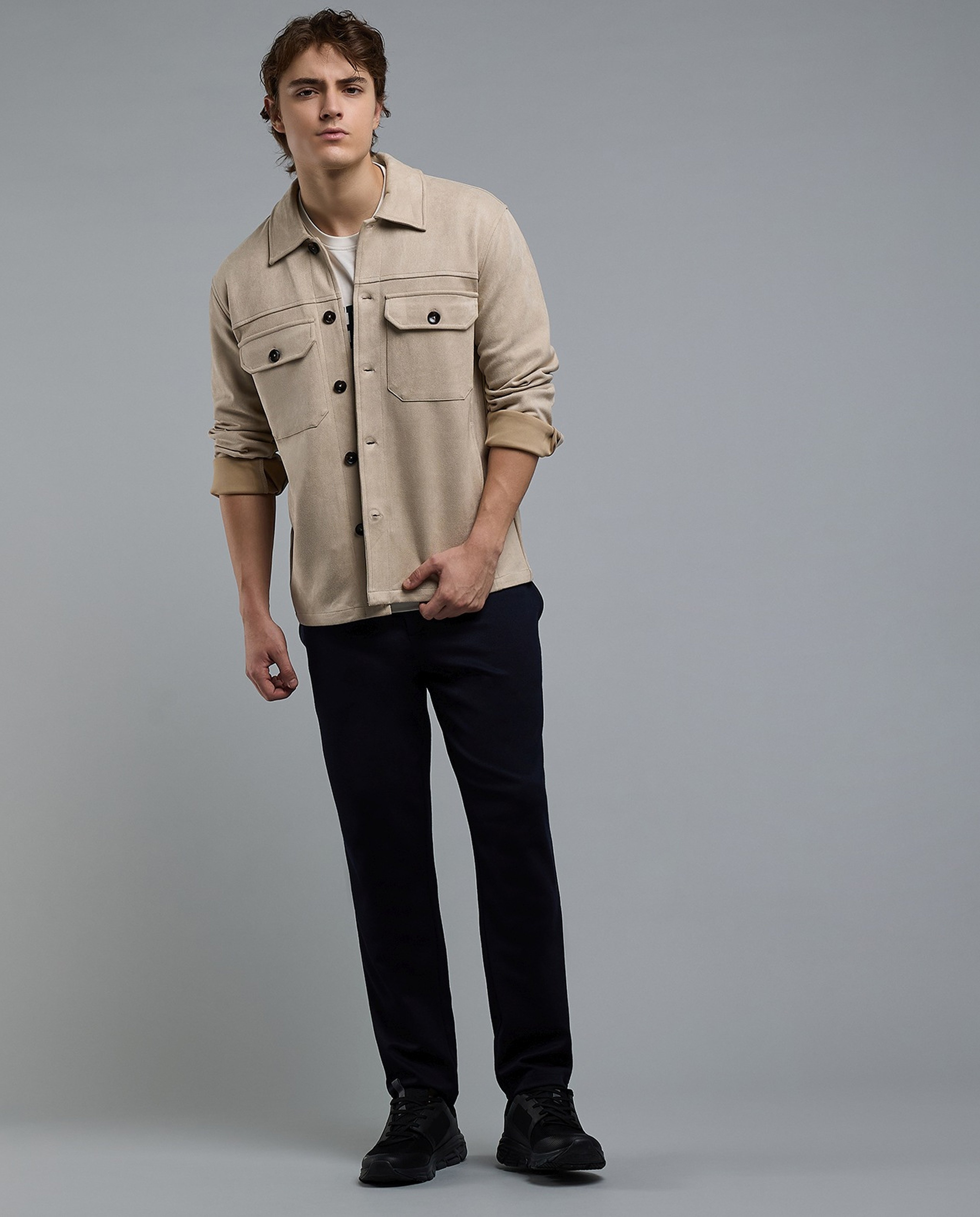 Solid Jacket with Button Closure