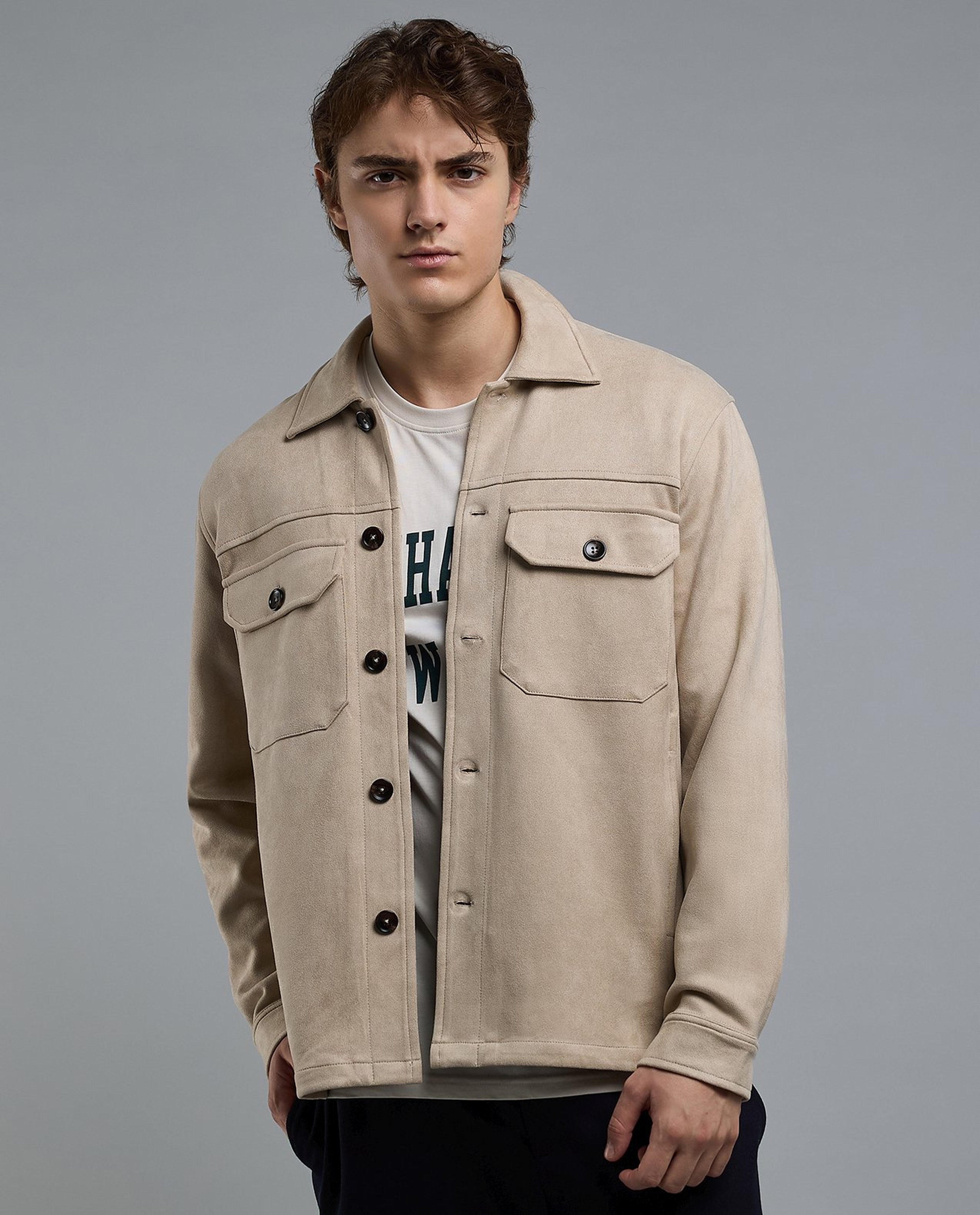 Solid Jacket with Button Closure