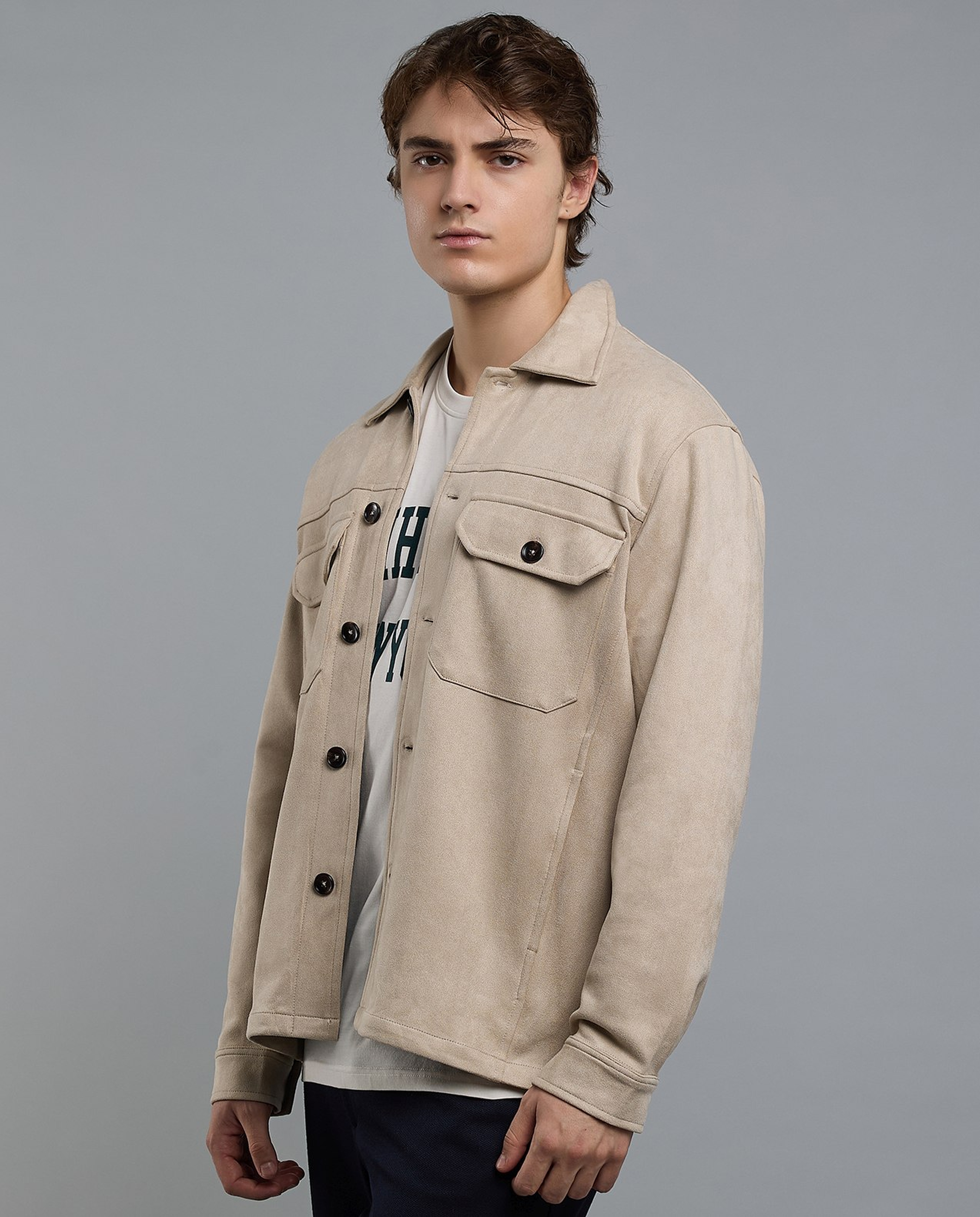 Solid Jacket with Button Closure