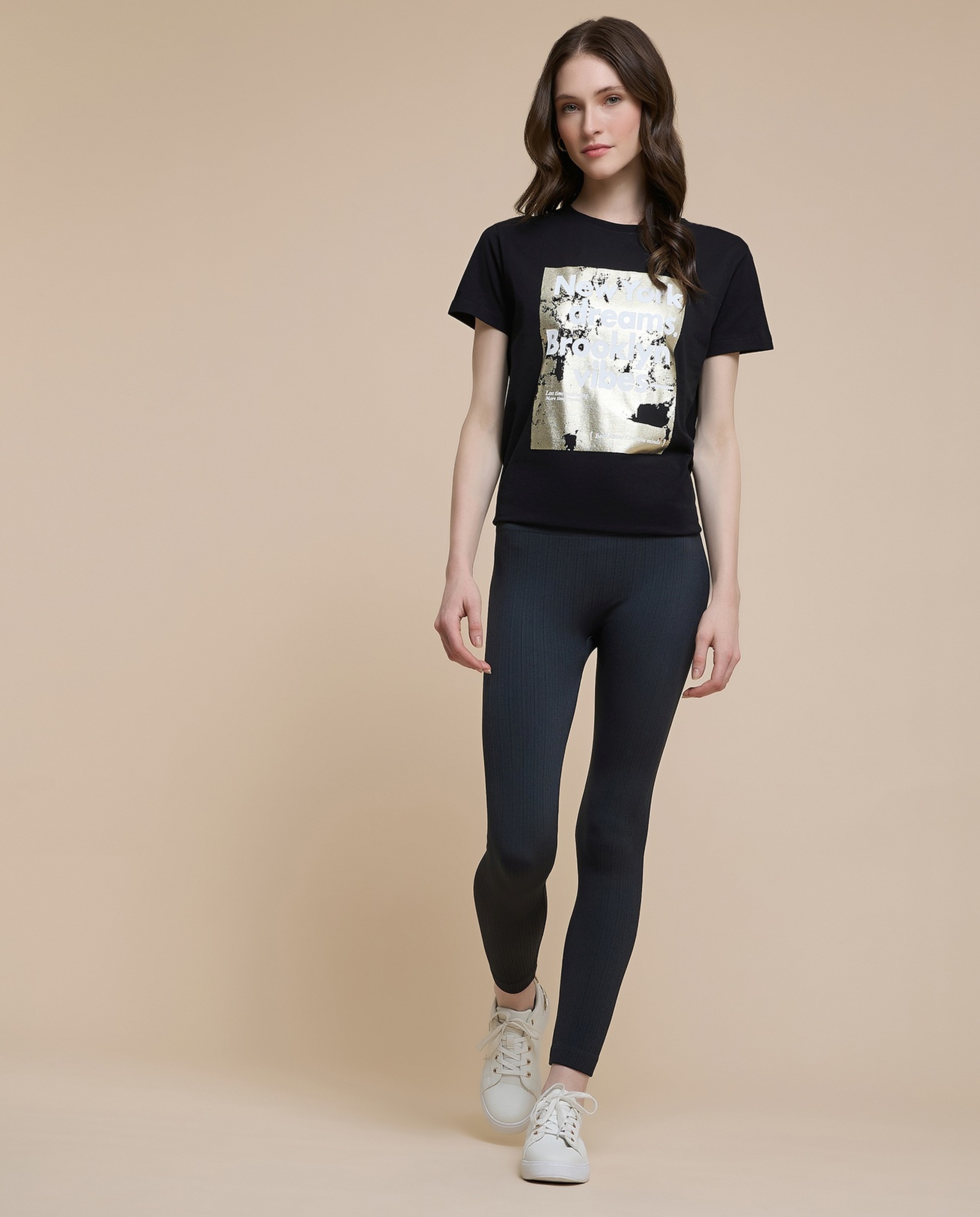 Printed T-Shirt with Crew Neck and Short Sleeves