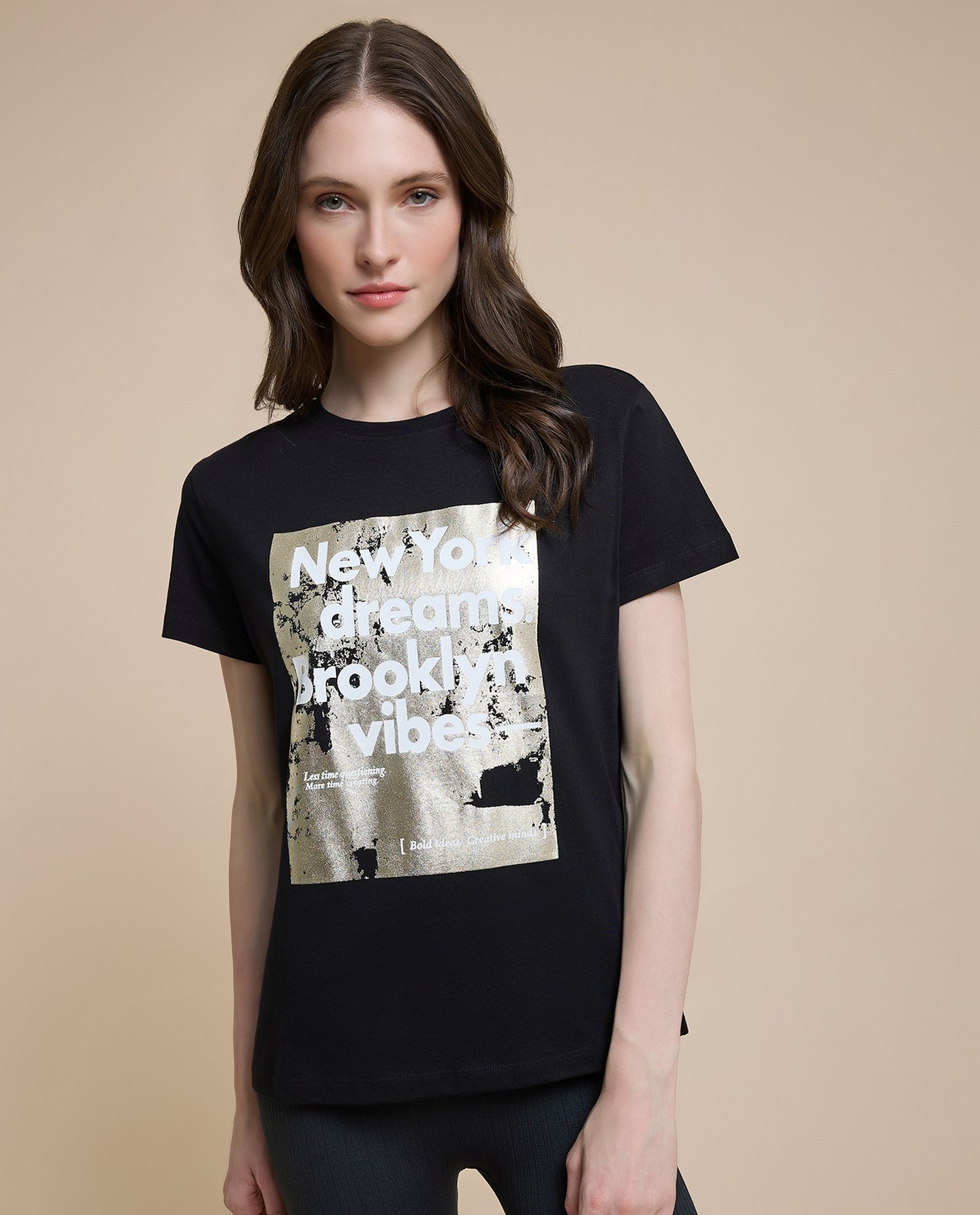 Printed T-Shirt with Crew Neck and Short Sleeves