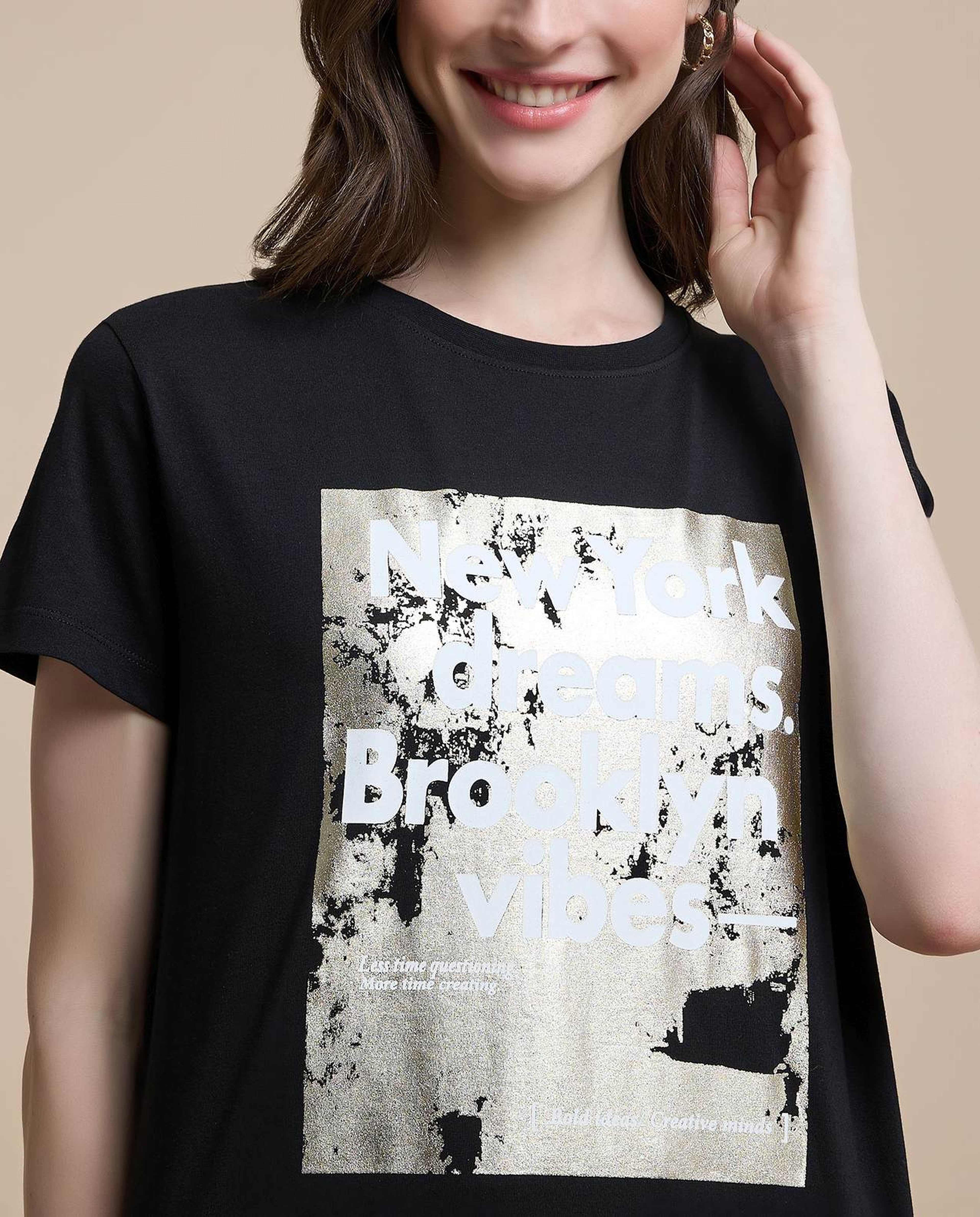 Printed T-Shirt with Crew Neck and Short Sleeves