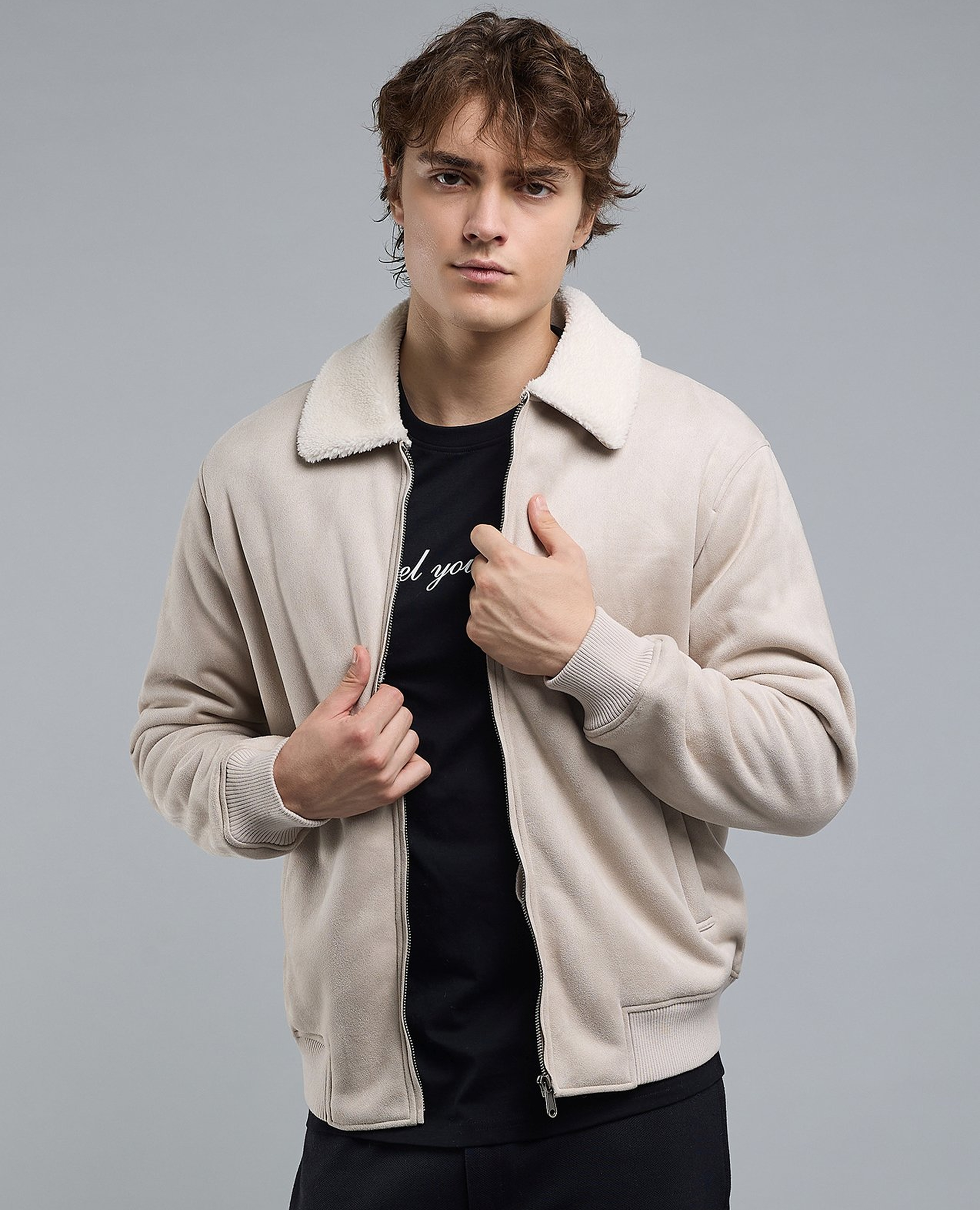 Solid Jacket with Zipper Closure