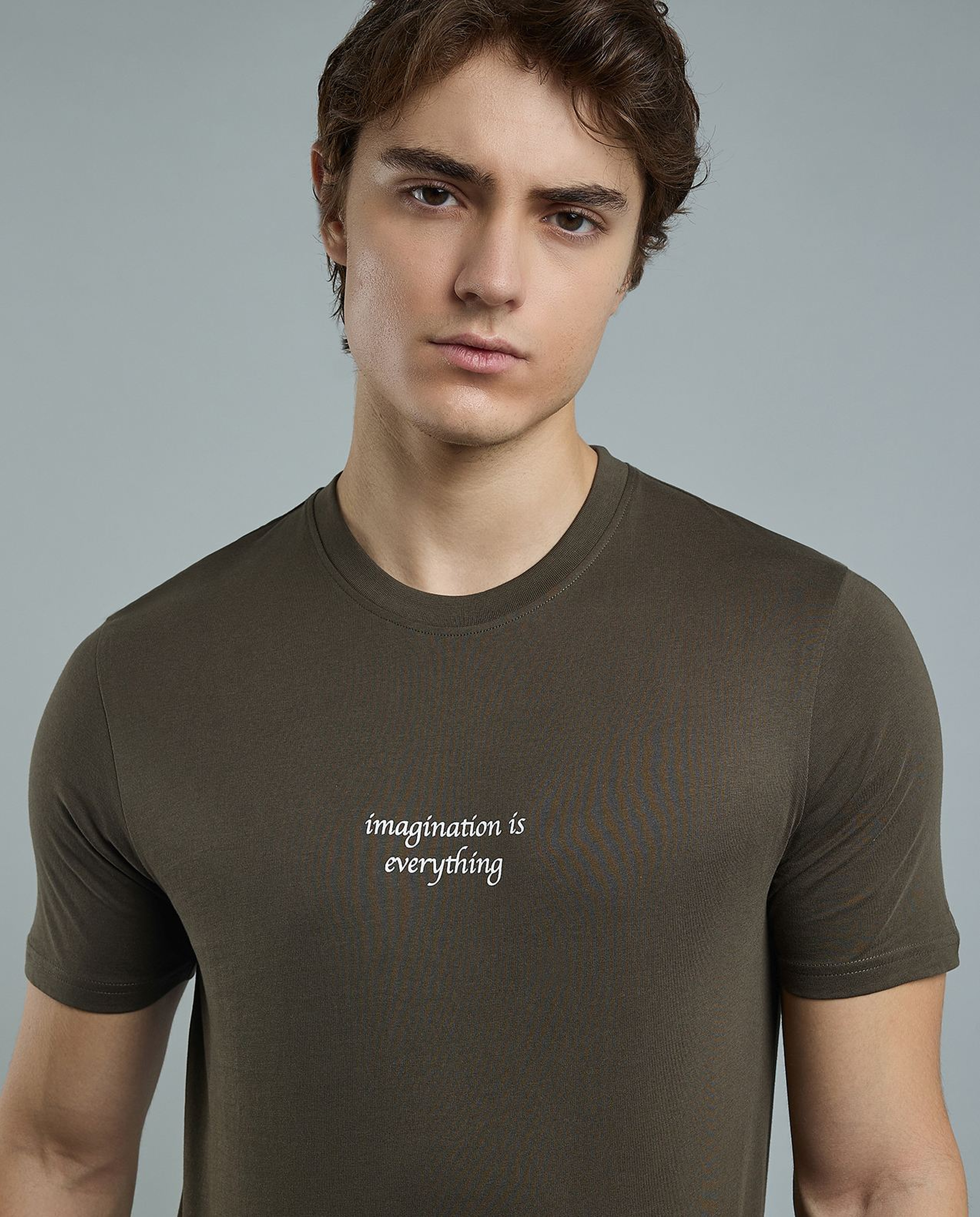 Typography Print T-Shirt with Crew Neck and Short Sleeves