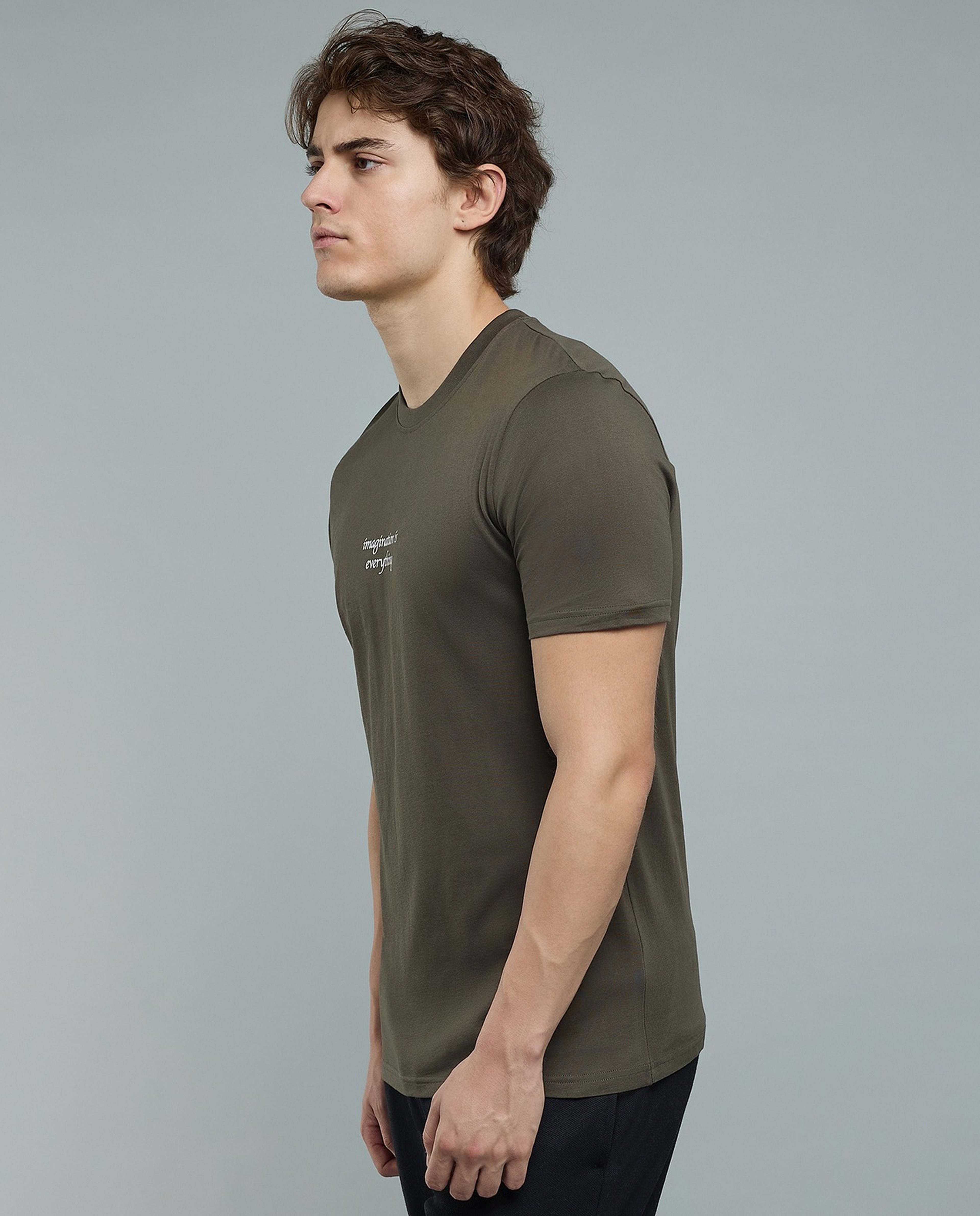 Typography Print T-Shirt with Crew Neck and Short Sleeves