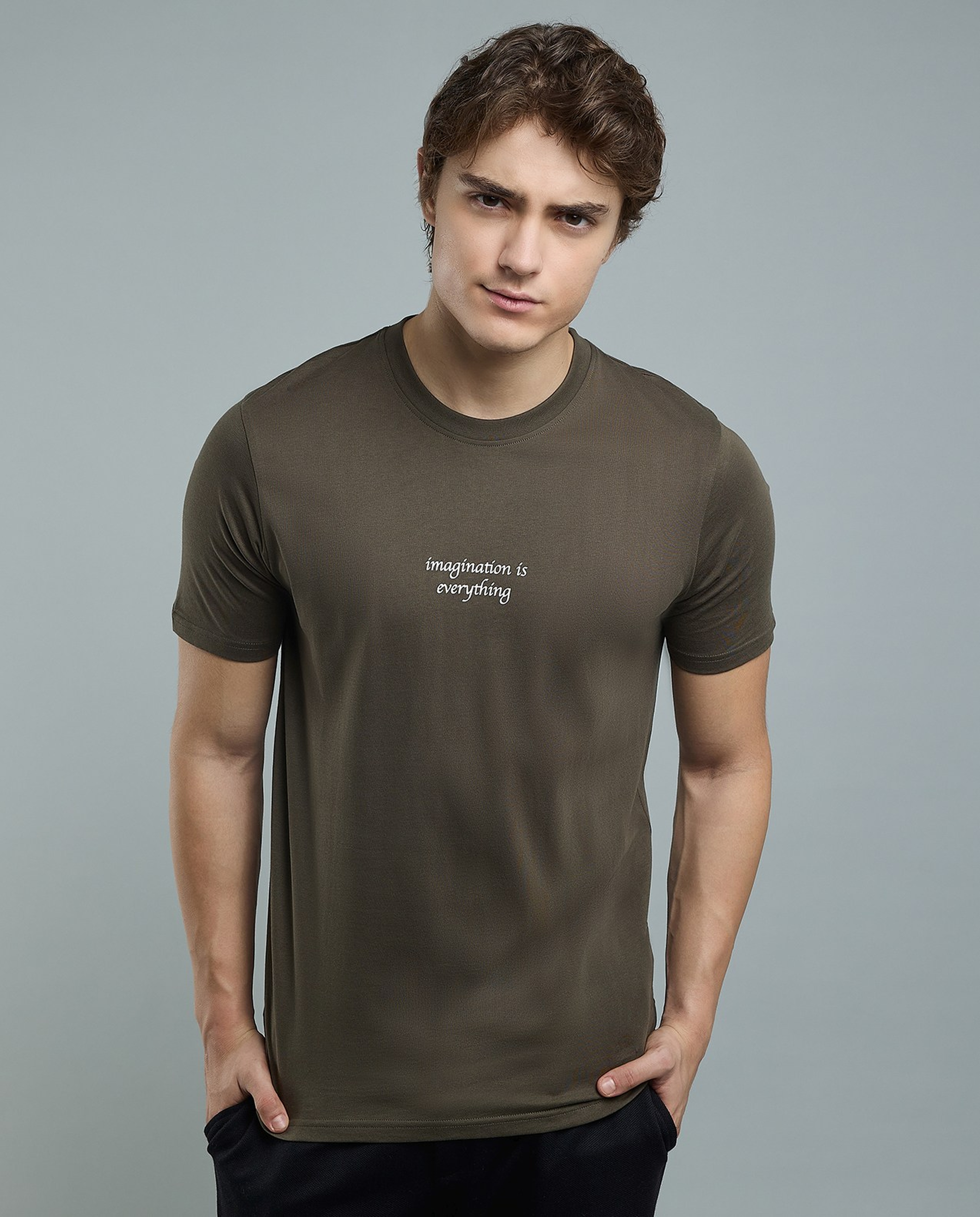 Typography Print T-Shirt with Crew Neck and Short Sleeves