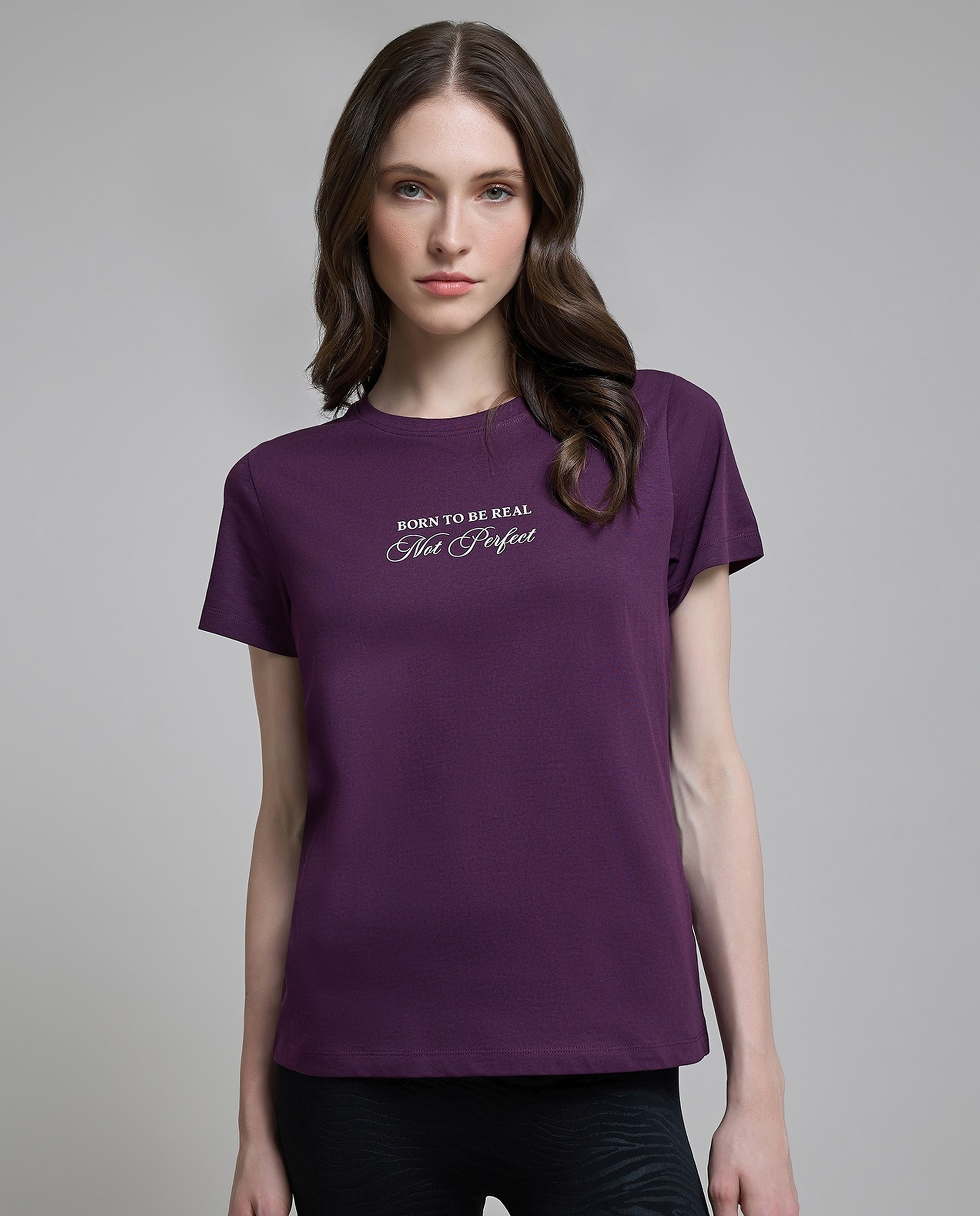 Typography Print T-Shirt with Crew Neck and Short Sleeves