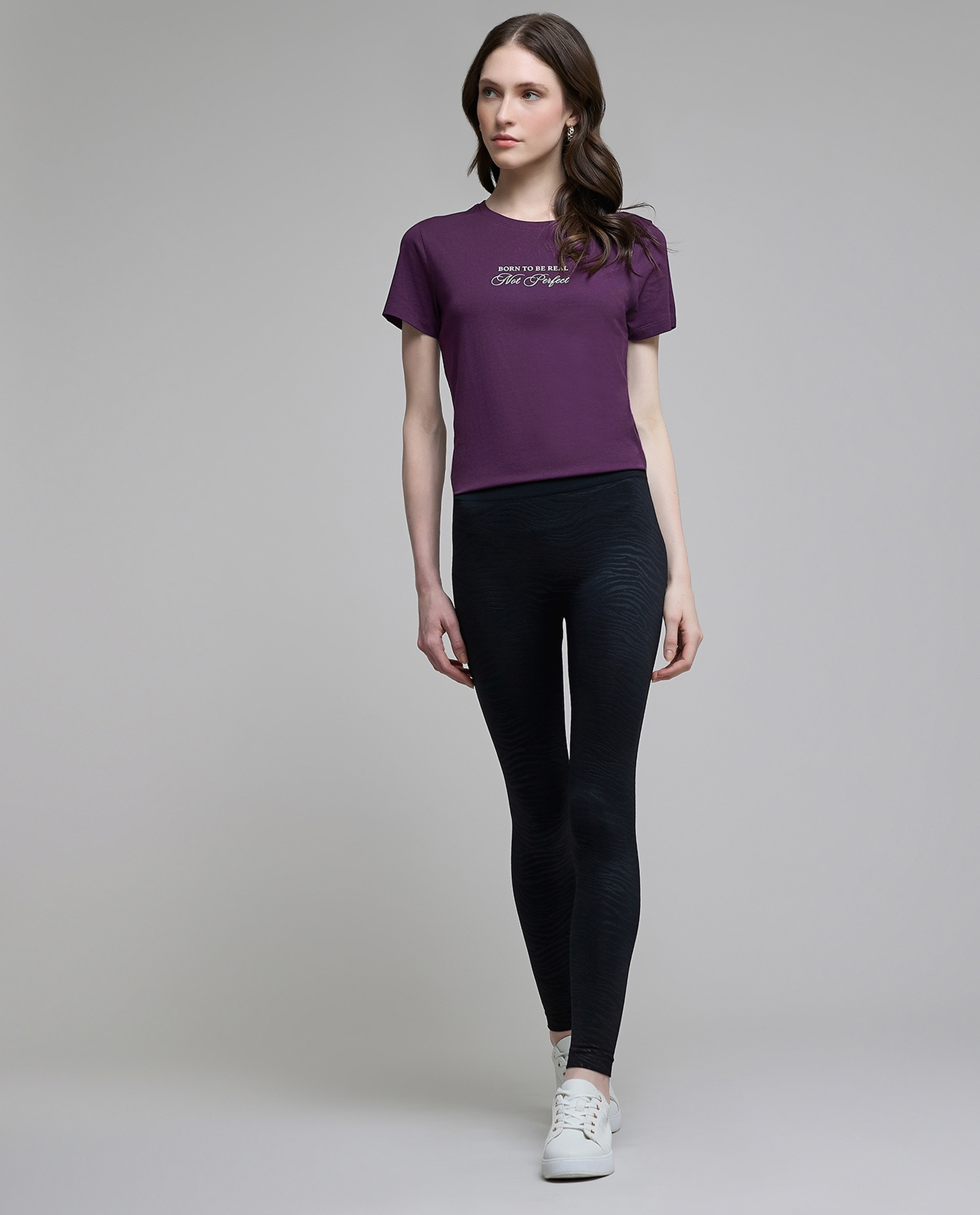 Typography Print T-Shirt with Crew Neck and Short Sleeves