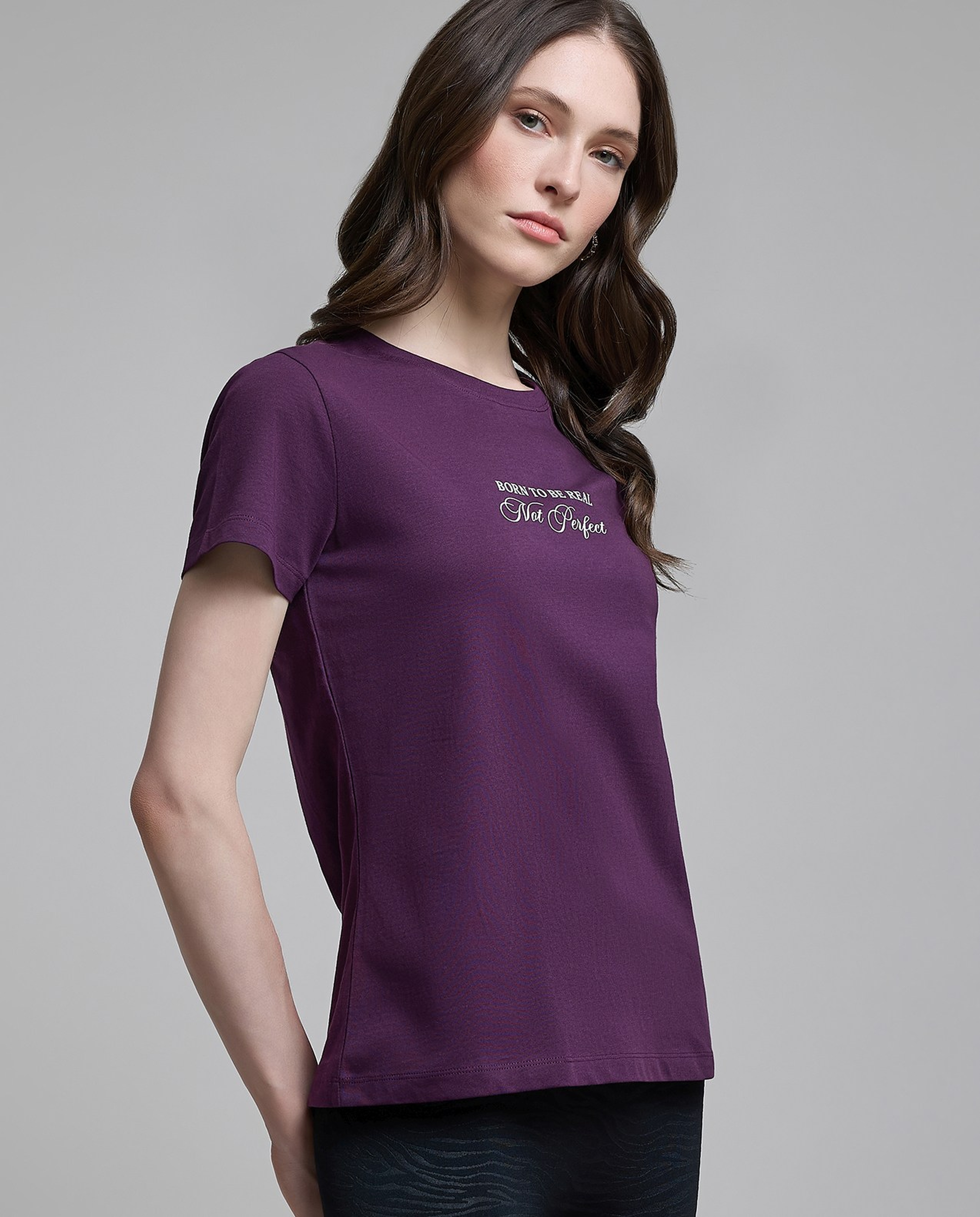 Typography Print T-Shirt with Crew Neck and Short Sleeves