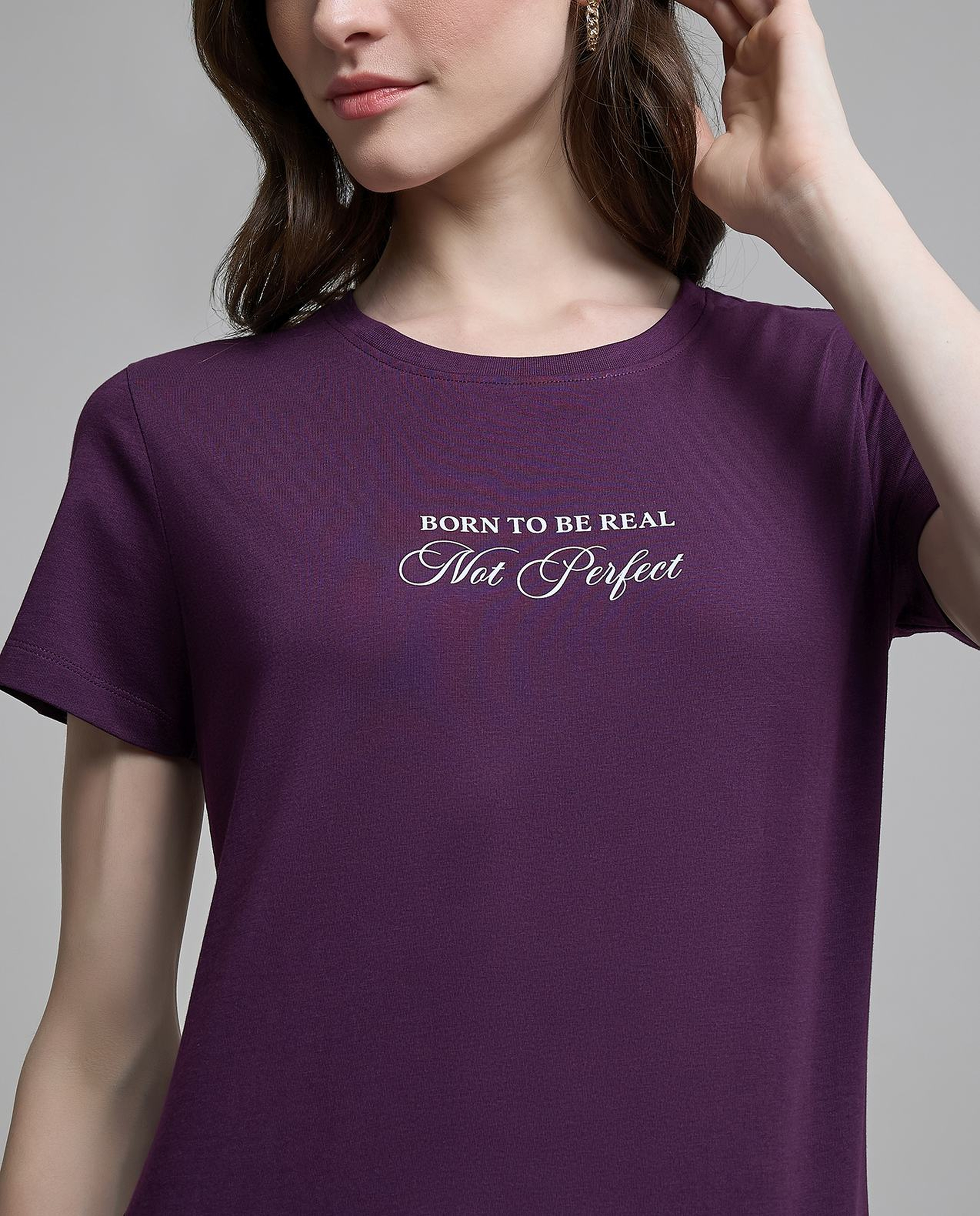 Typography Print T-Shirt with Crew Neck and Short Sleeves