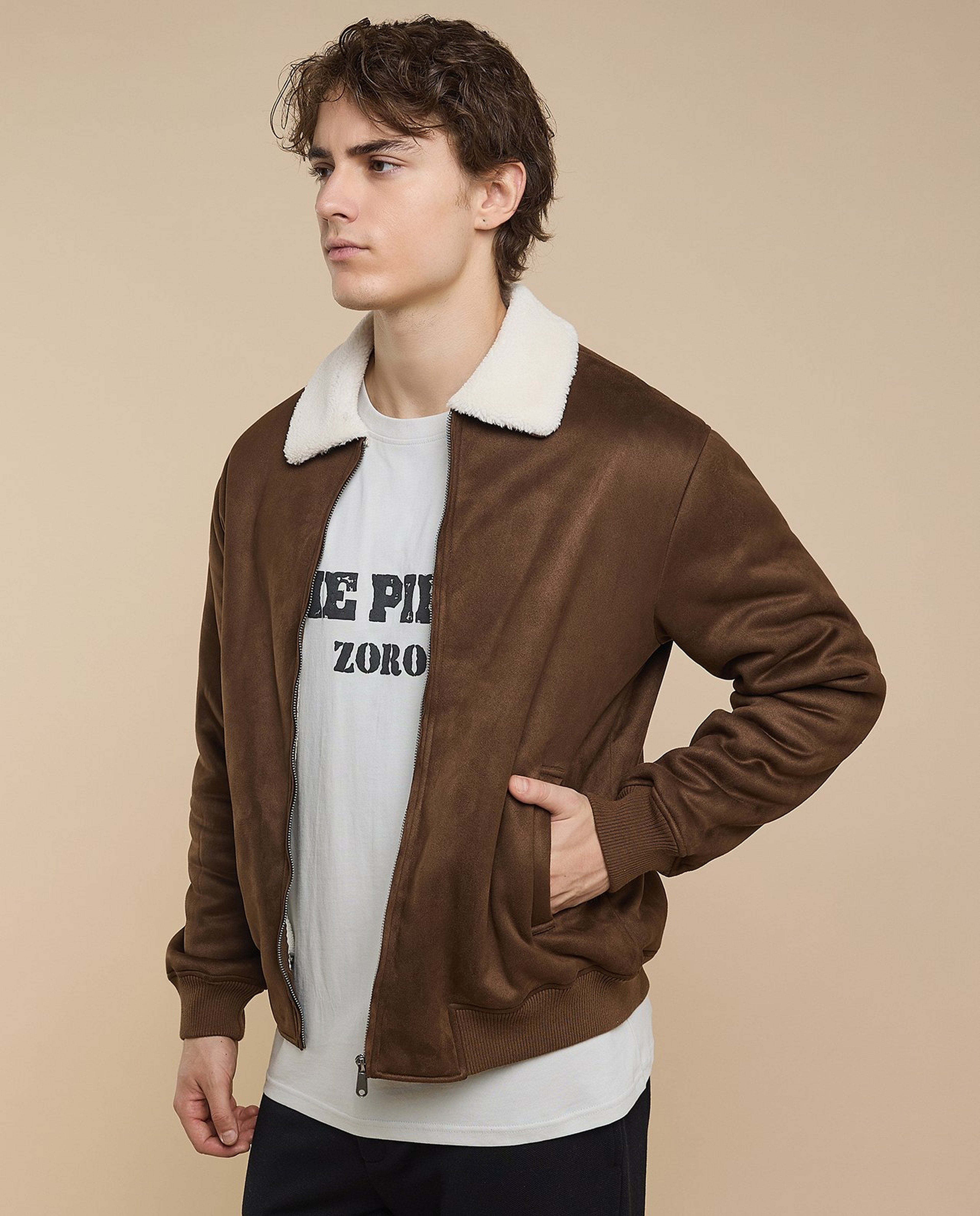 Solid Jacket with Zipper Closure