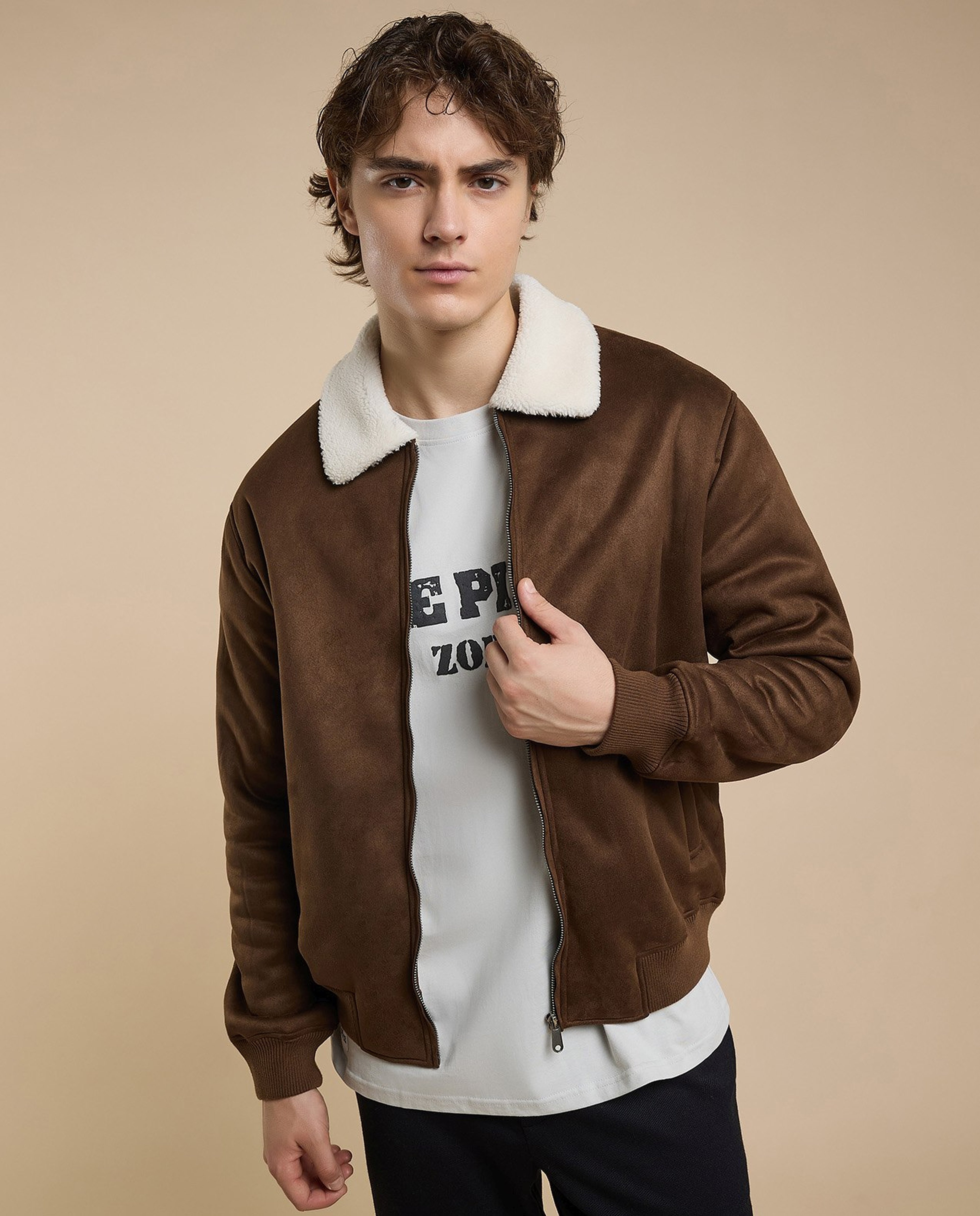 Solid Jacket with Zipper Closure