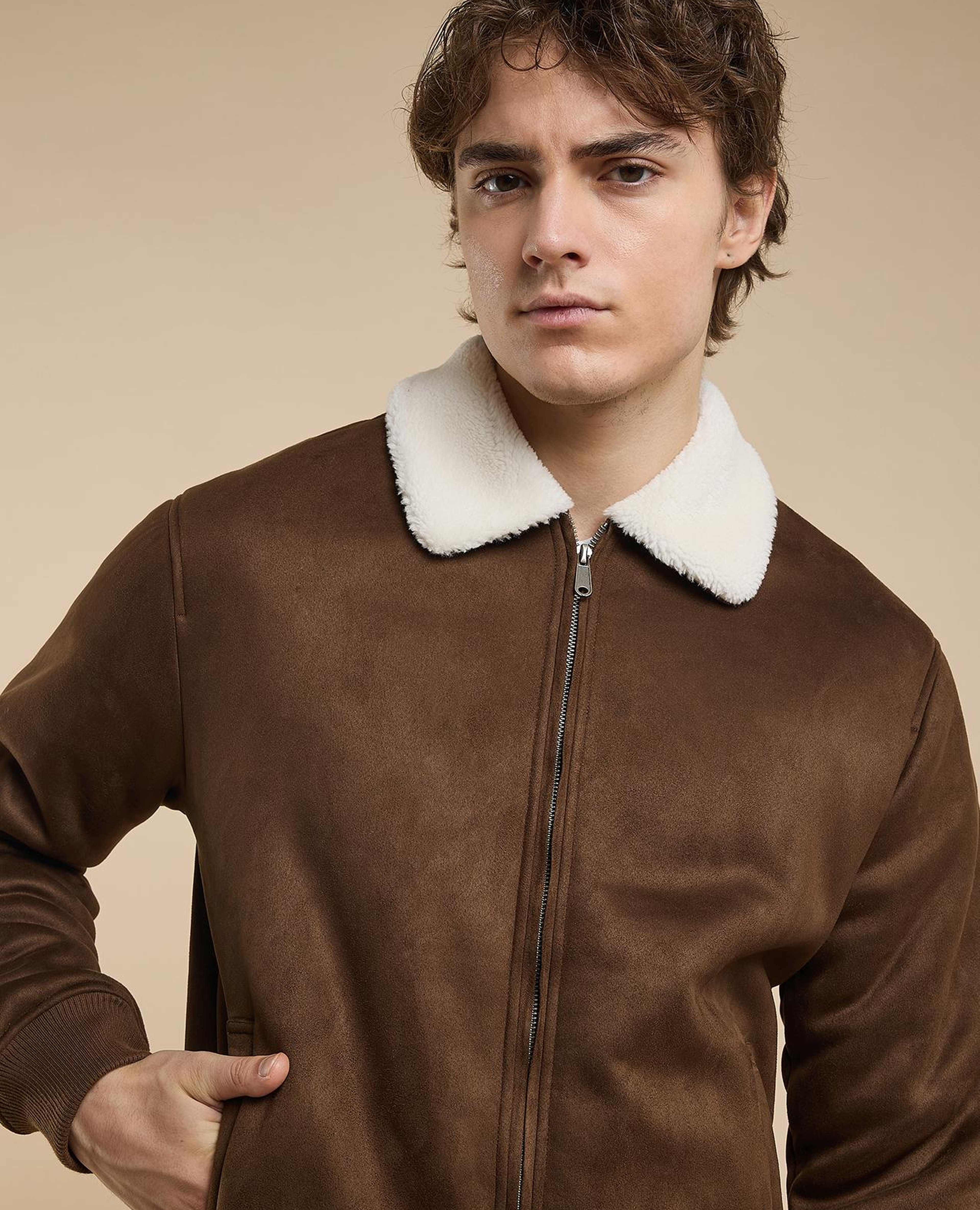 Solid Jacket with Zipper Closure