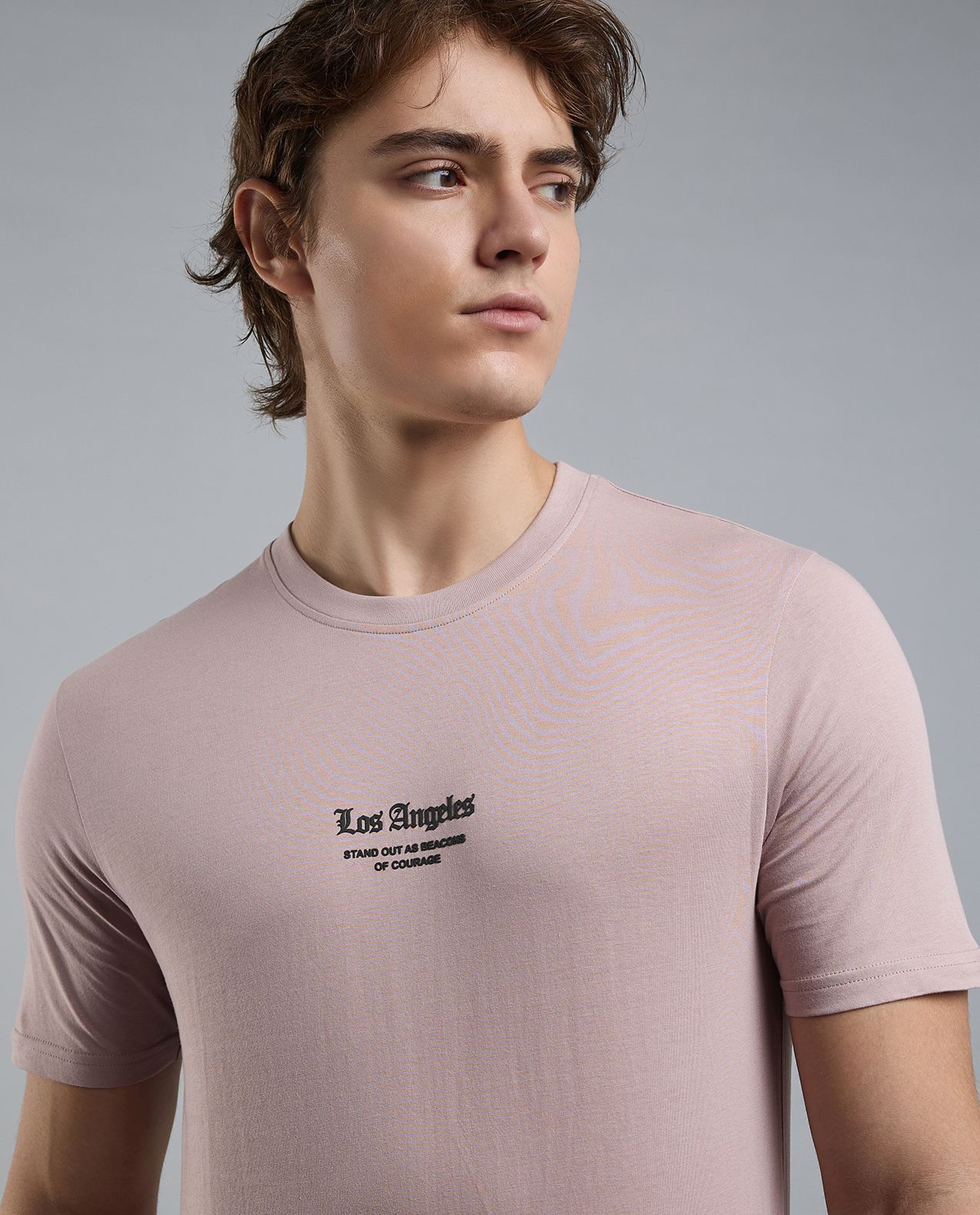 Typography Print T-Shirt with Crew Neck and Short Sleeves