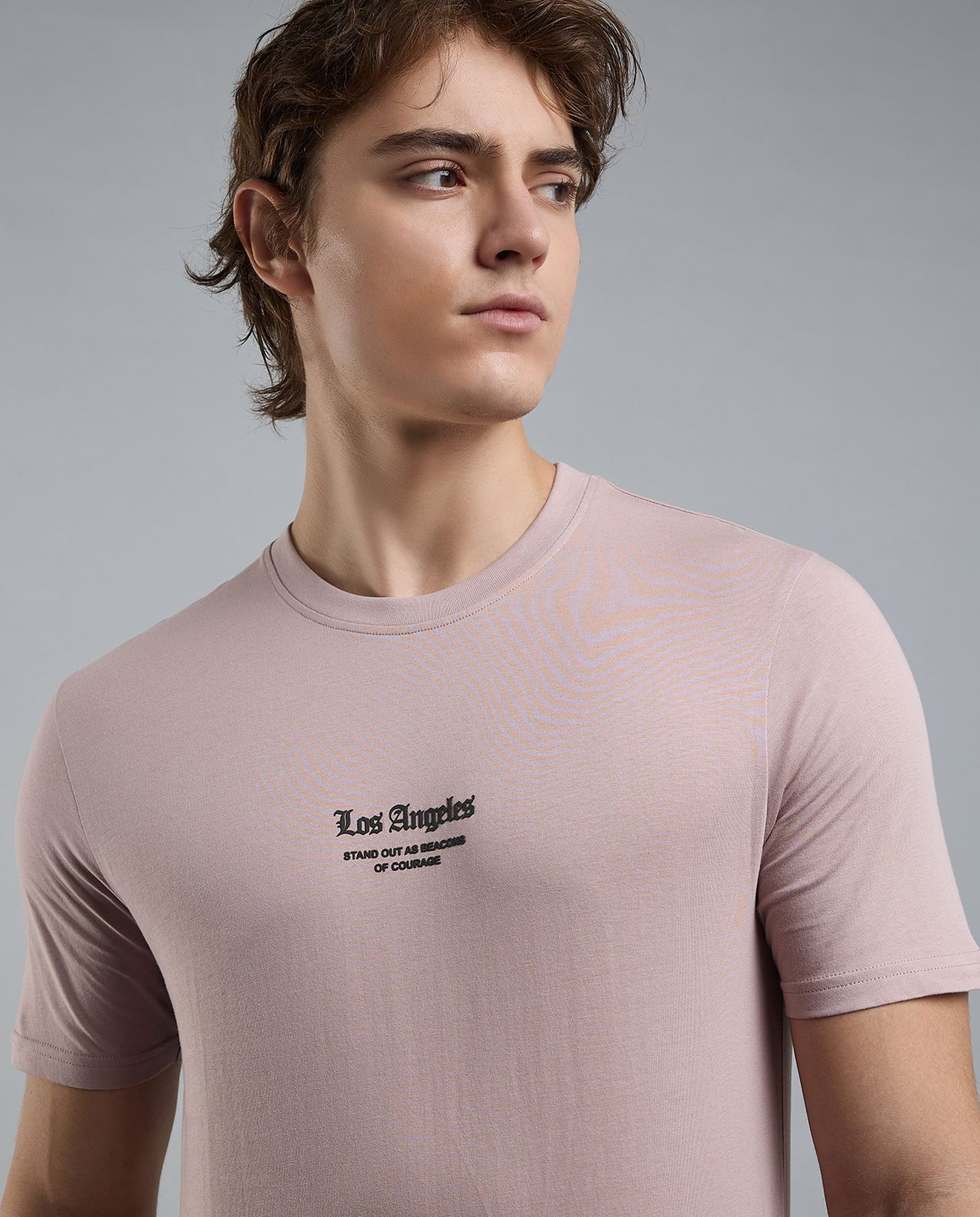 Typography Print T-Shirt with Crew Neck and Short Sleeves