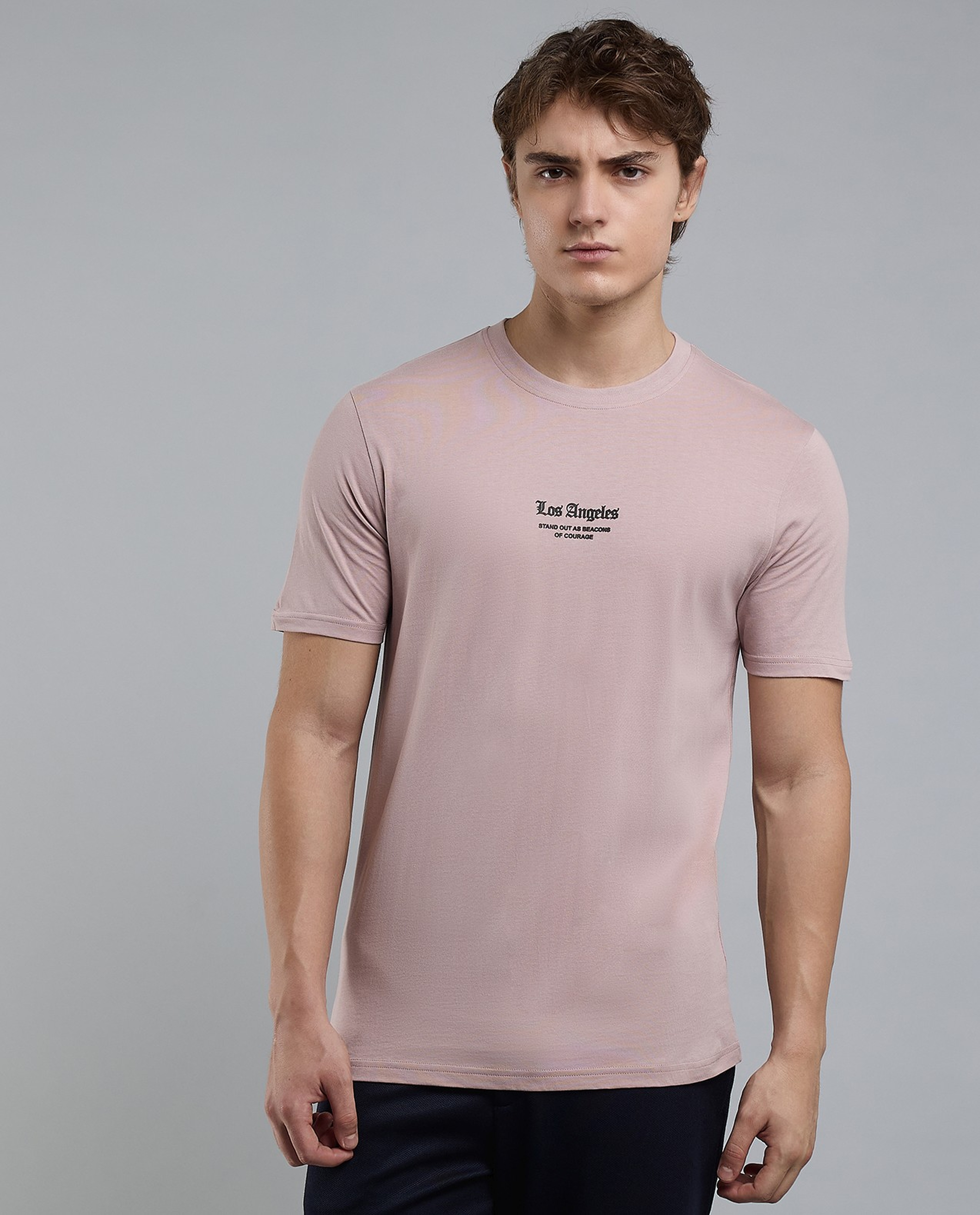 Typography Print T-Shirt with Crew Neck and Short Sleeves