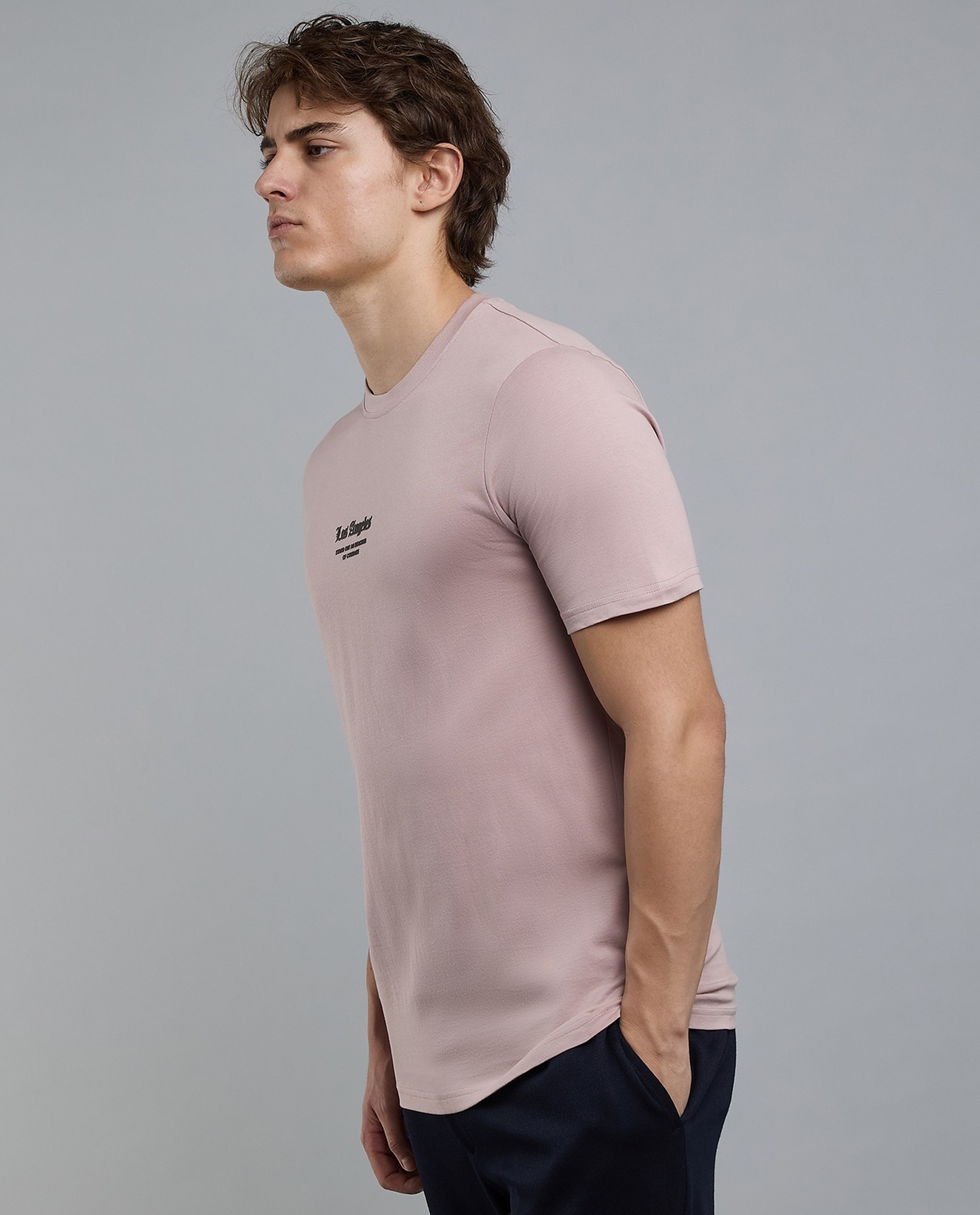 Typography Print T-Shirt with Crew Neck and Short Sleeves