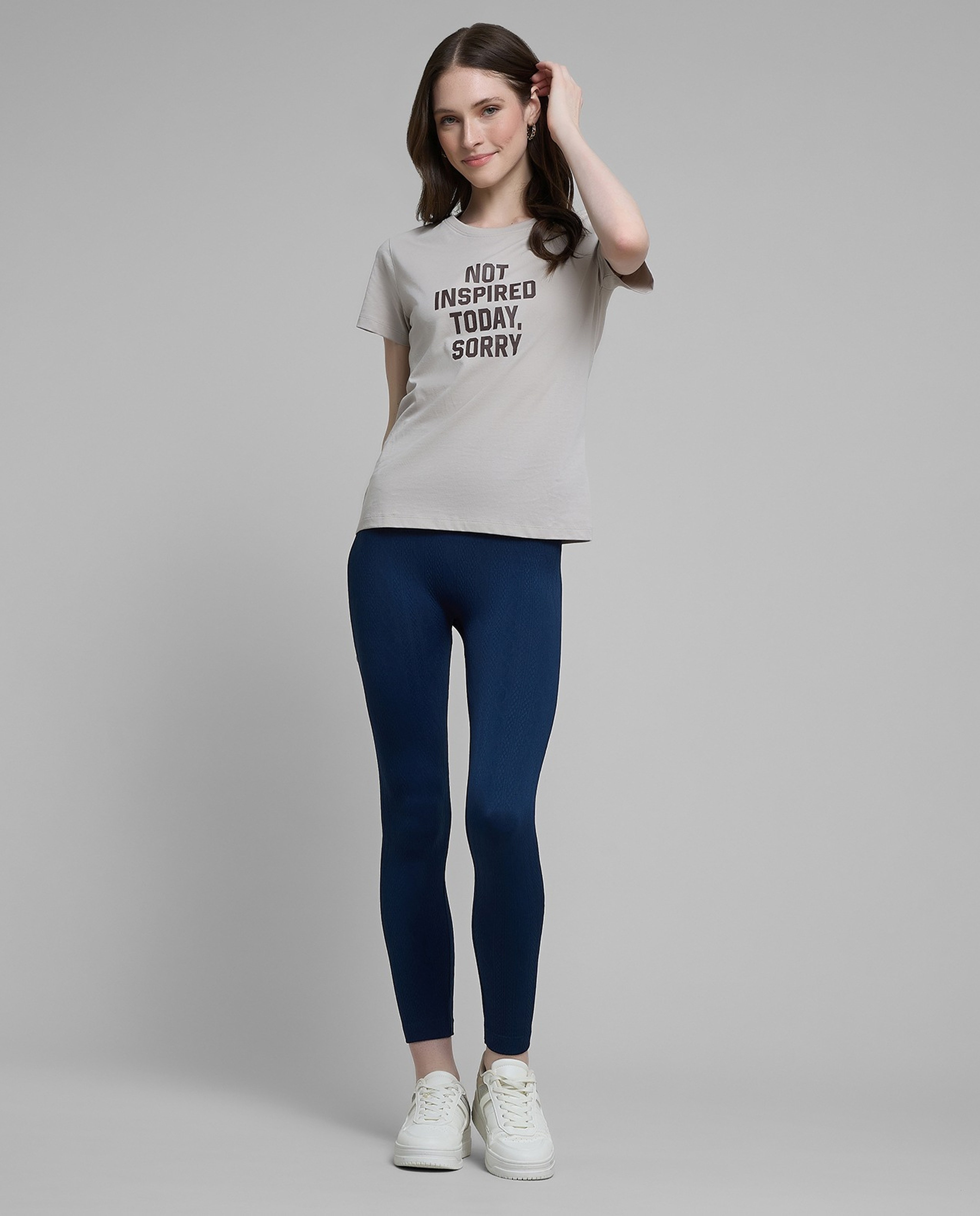 Typography Print T-Shirt with Crew Neck and Short Sleeves