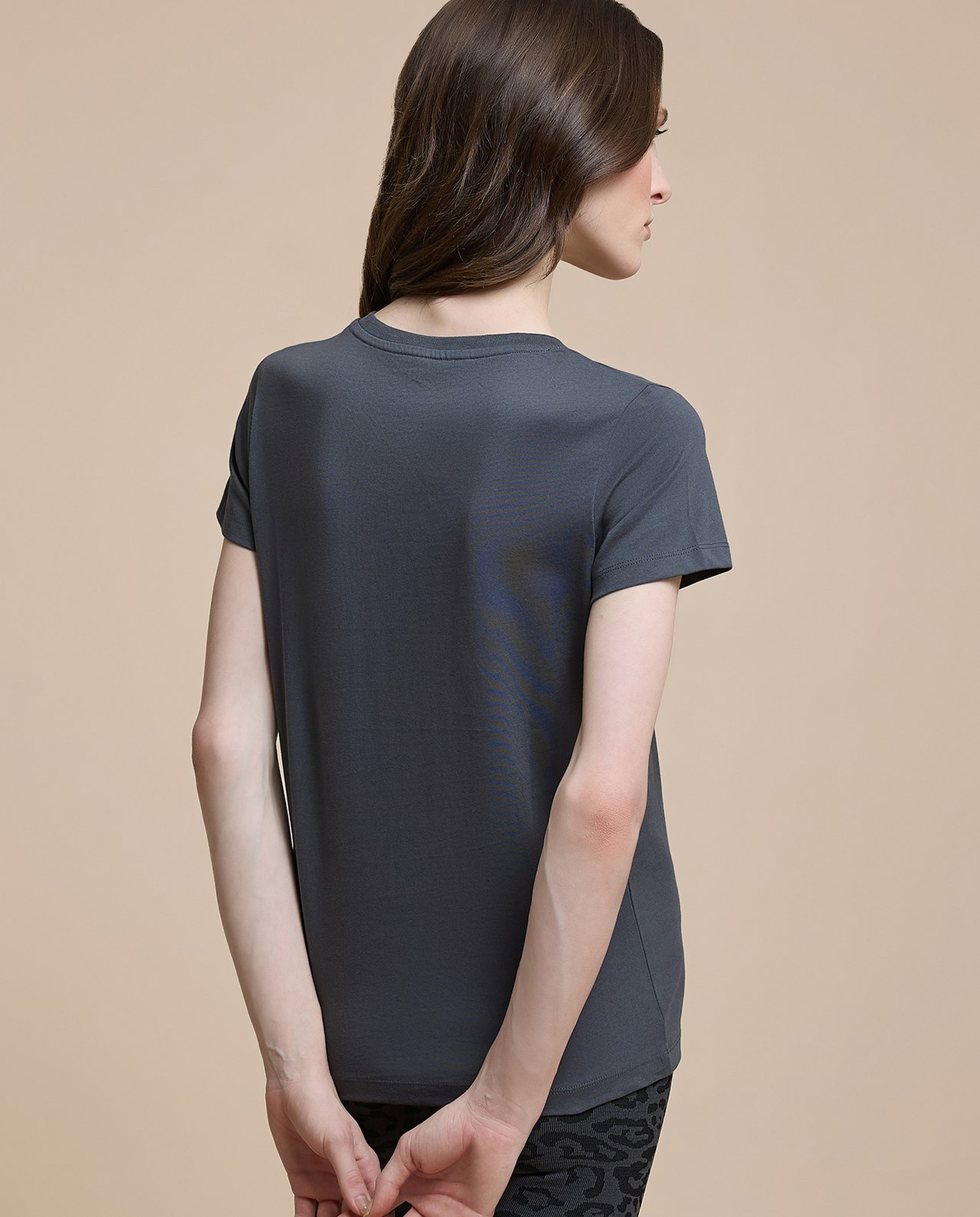 Typography Print T-Shirt with Crew Neck and Short Sleeves