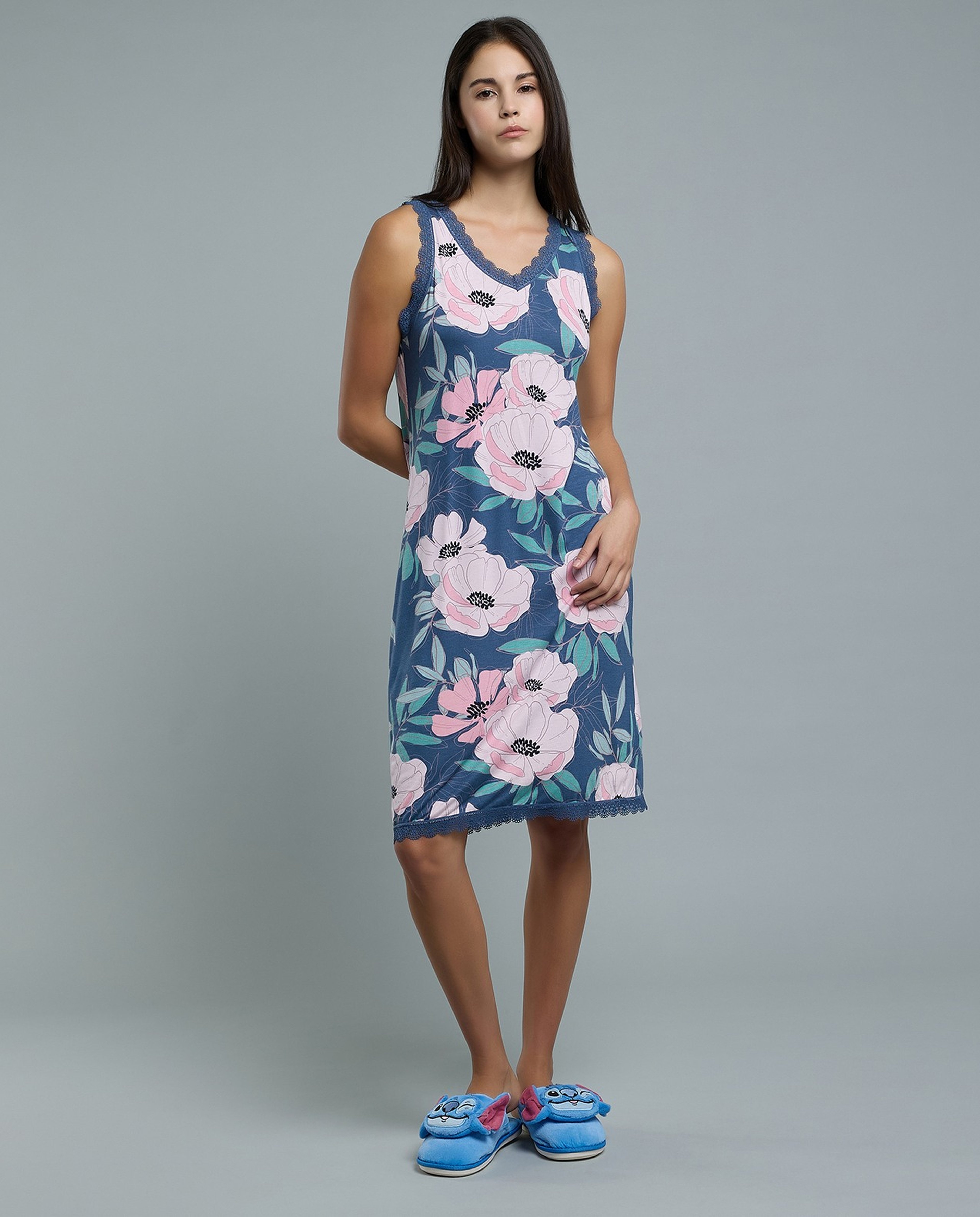 Floral Print Sleeveless Nightdress