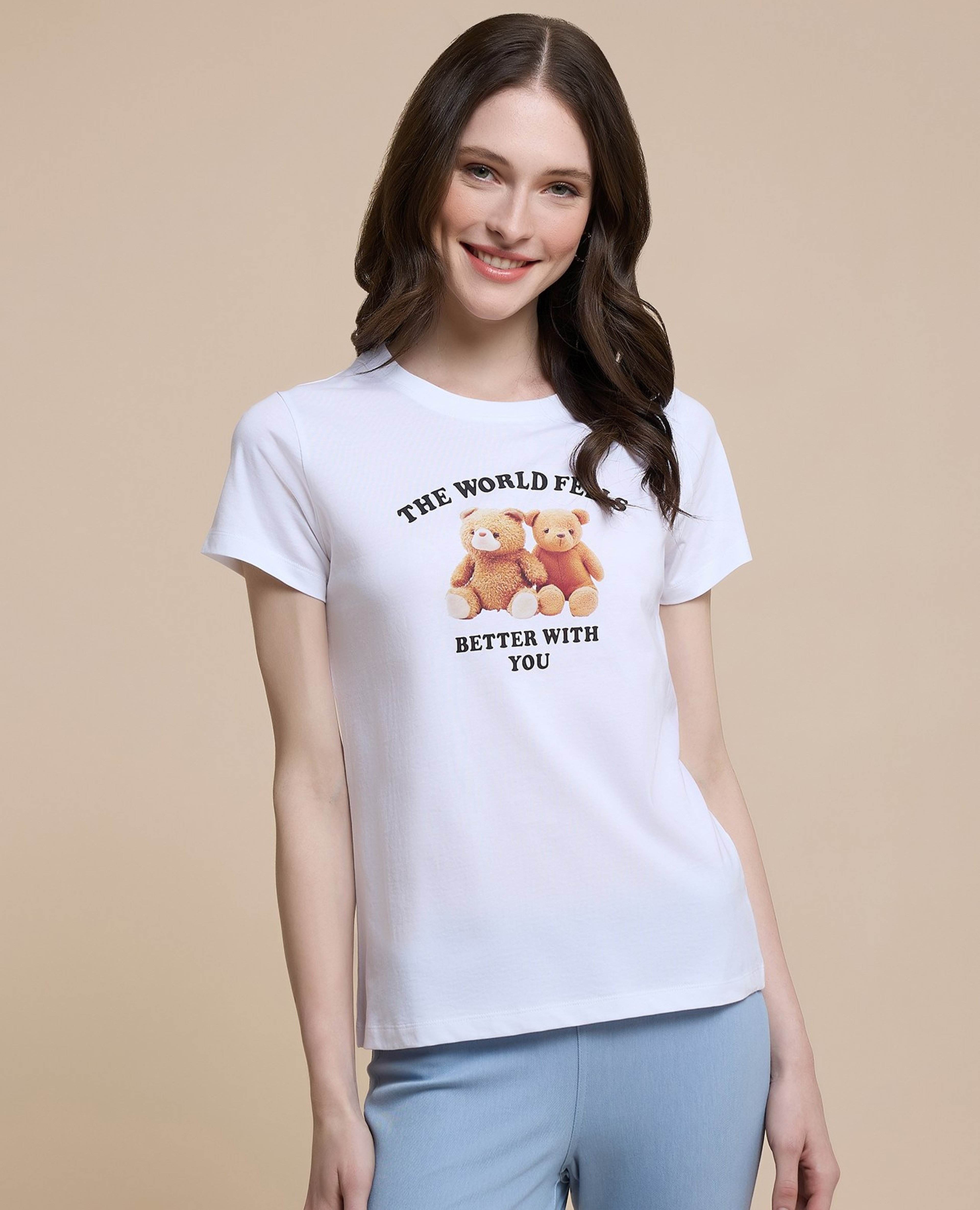 Printed T-Shirt with Crew Neck and Short Sleeves