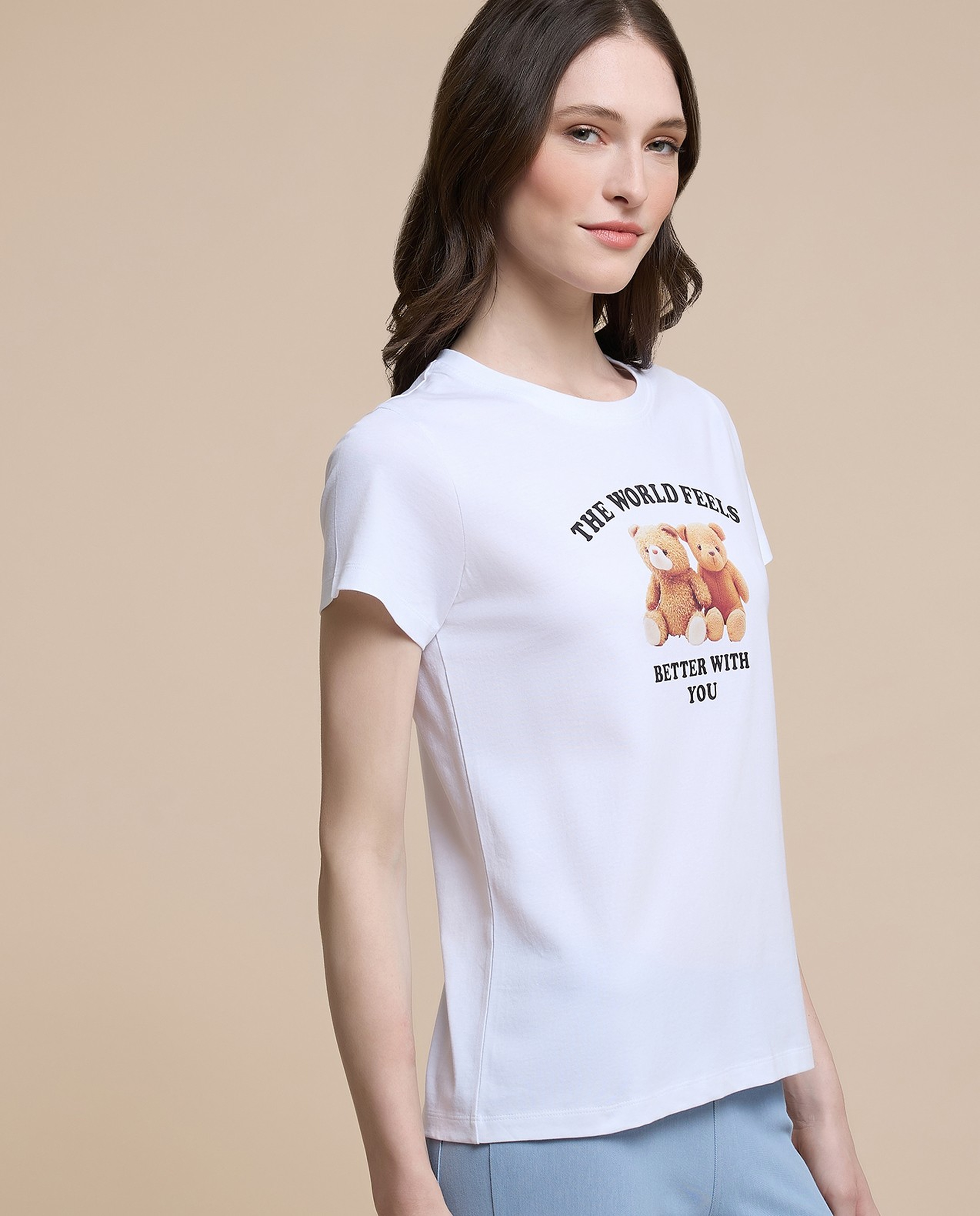 Printed T-Shirt with Crew Neck and Short Sleeves