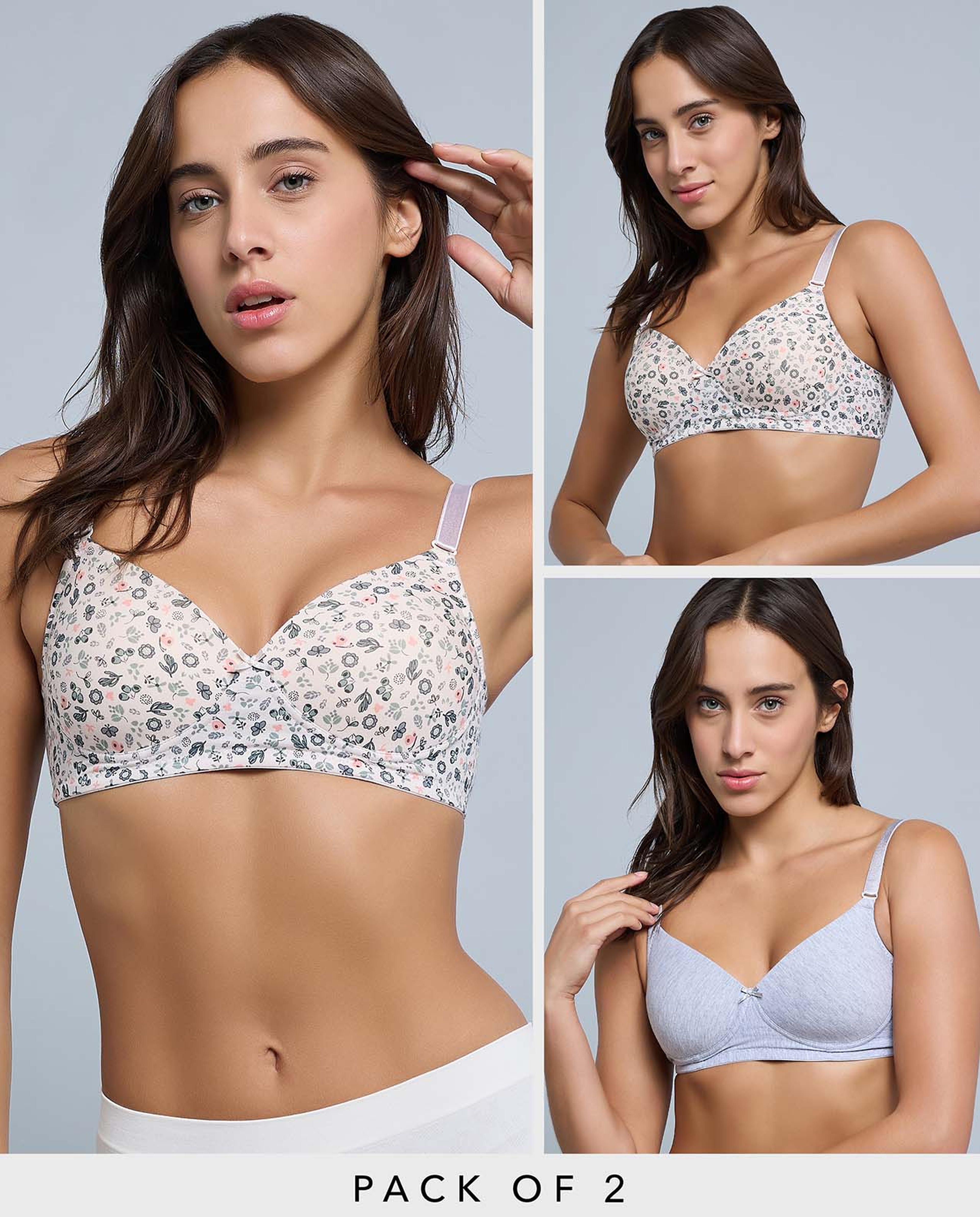 2 Pack Printed Underwire Bras