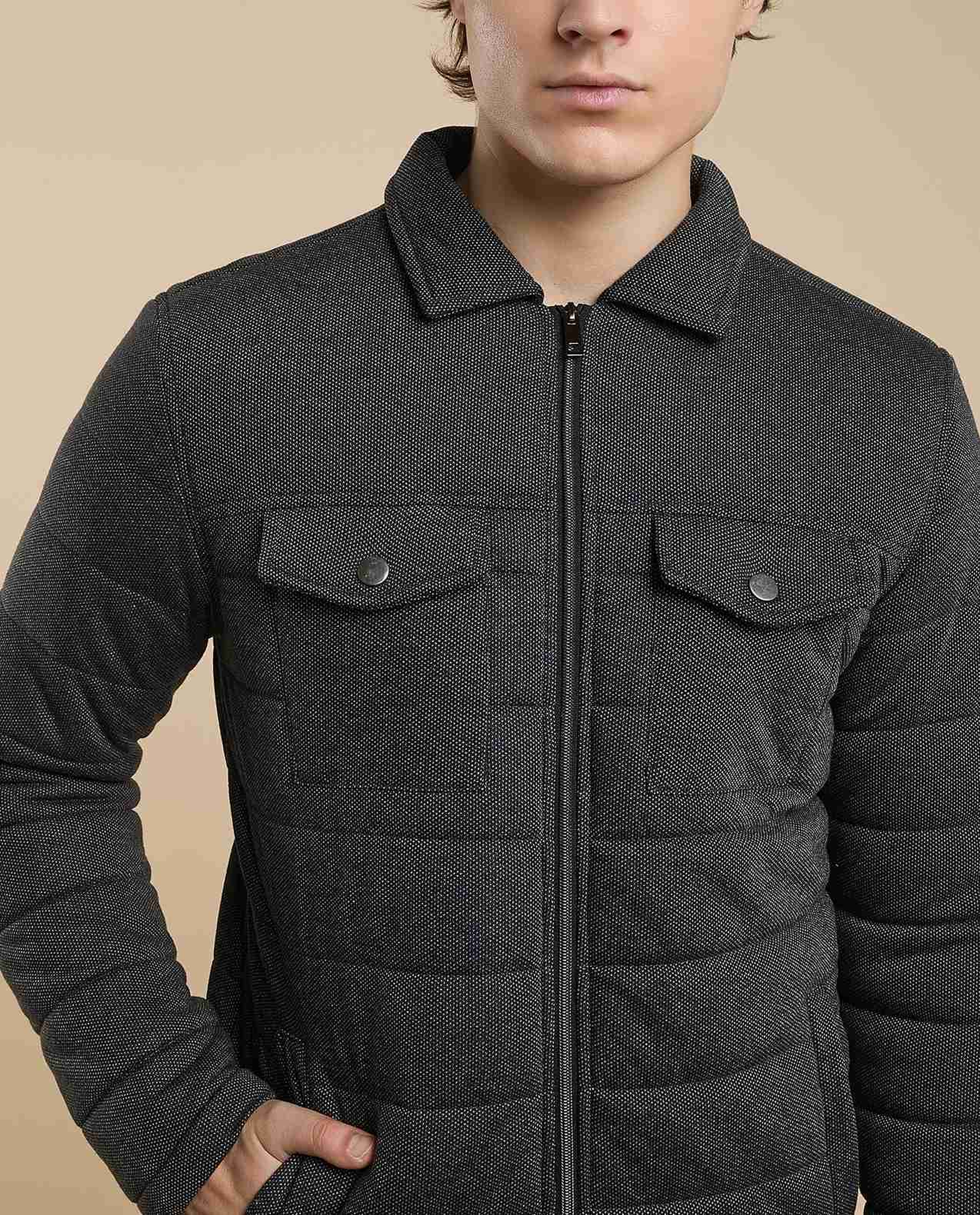 Quilted Jacket with Zipper Closure